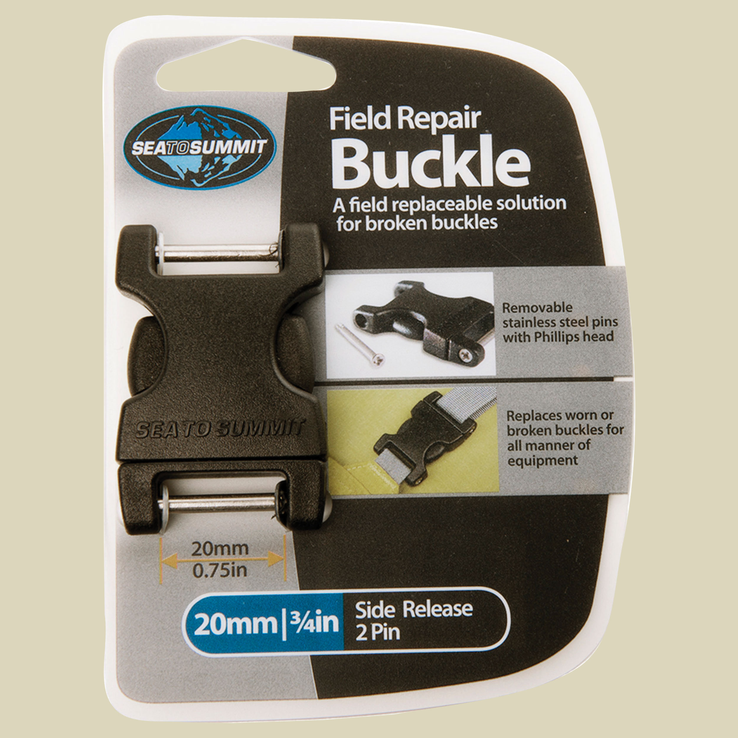 Field Repair Buckle Side Release 20 mm (2Pin) für Gurtbänder bis 20 mm