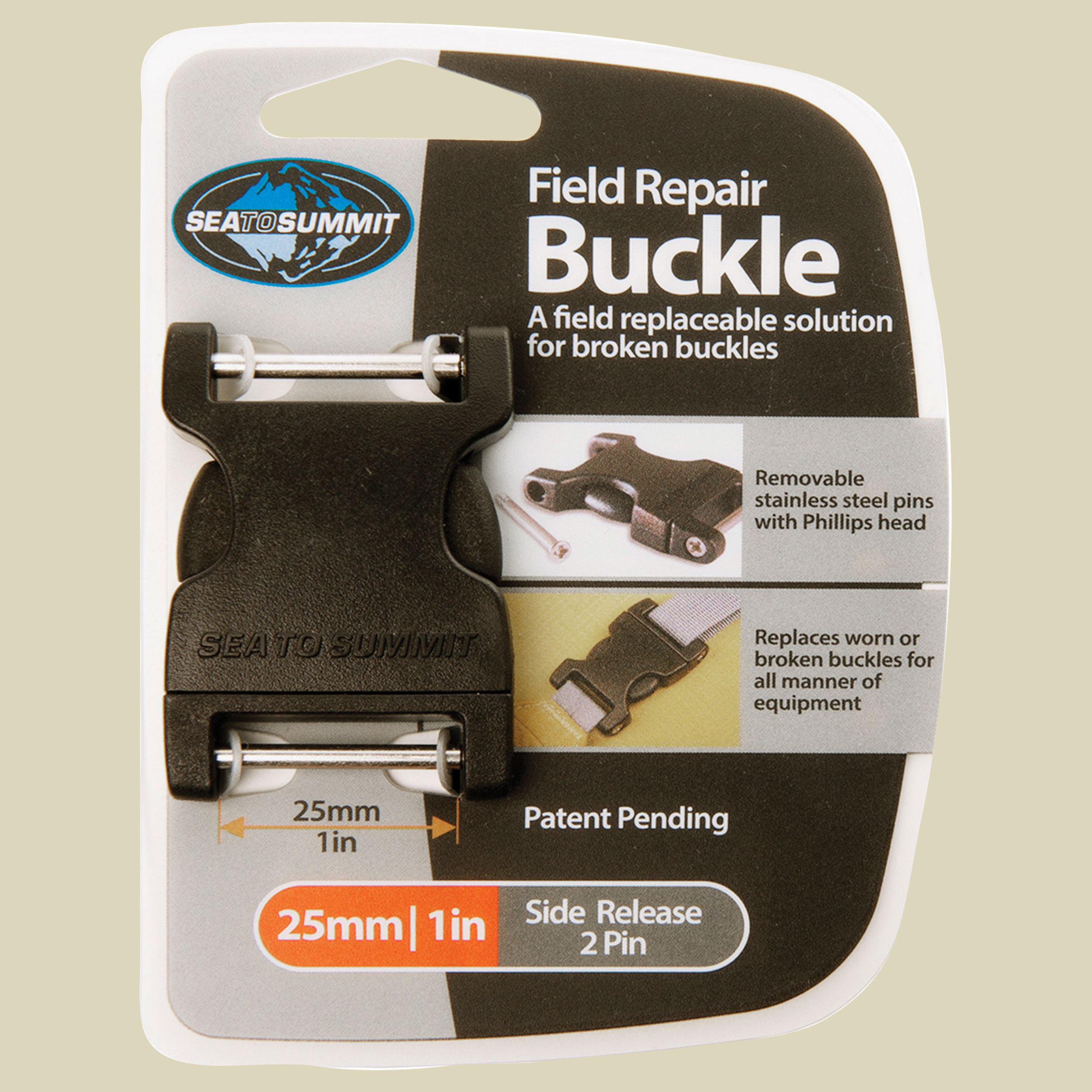 Field Repair Buckle Side Release 25 mm (2 Pin) für Gurtbänder bis 25 mm