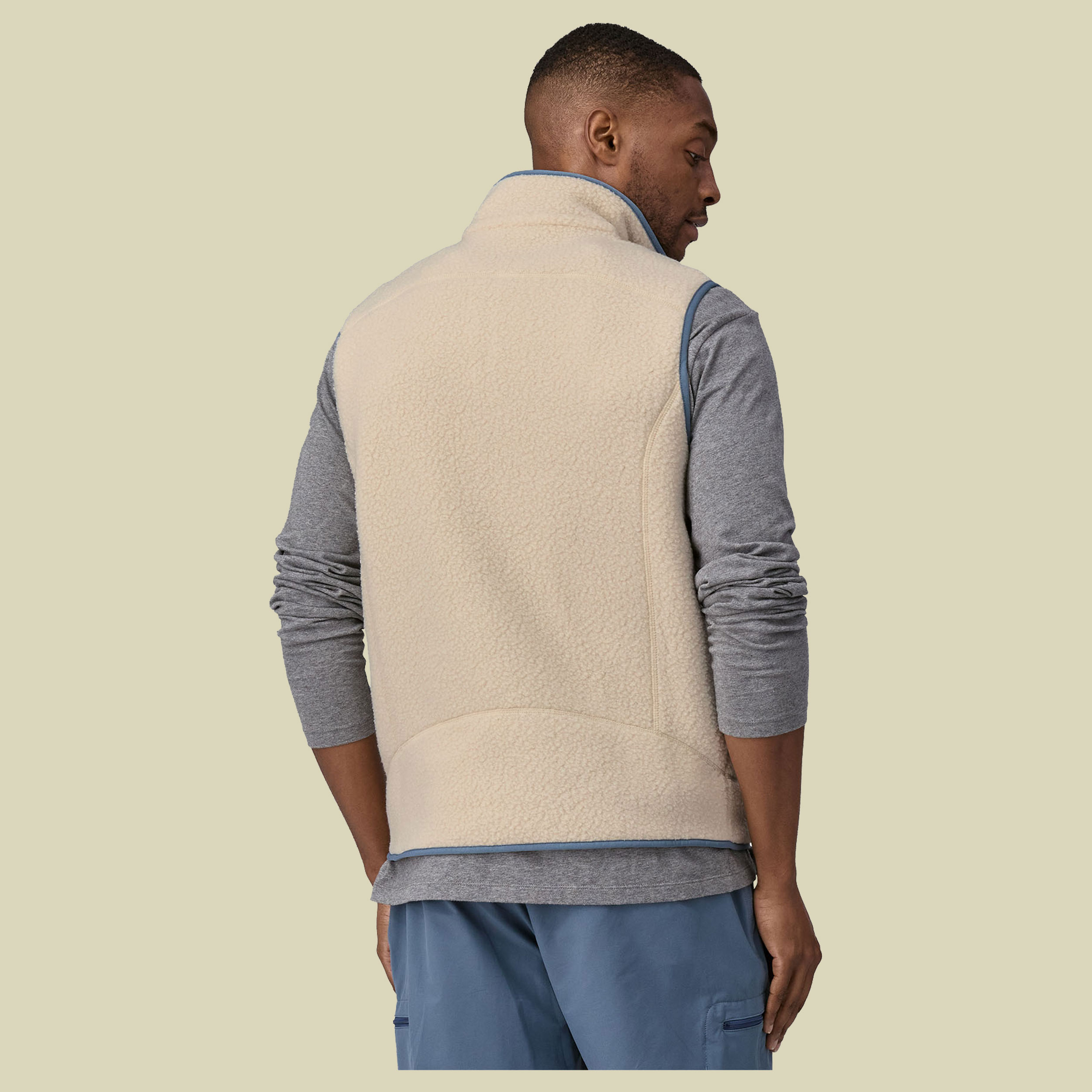 Retro Pile Vest Men beige M - dark natural/utility blue