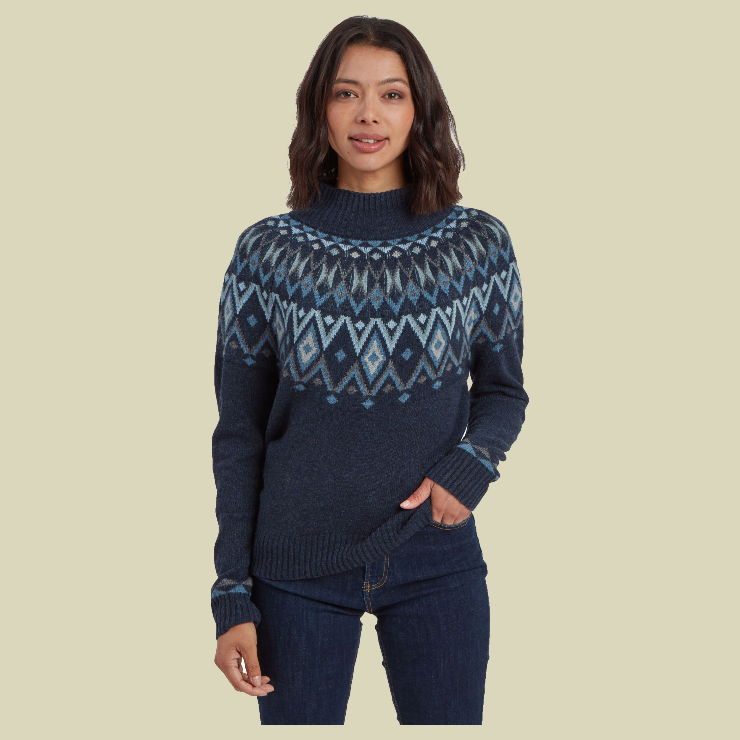 Indu Eco Mock Neck Women blau M - rathee blue