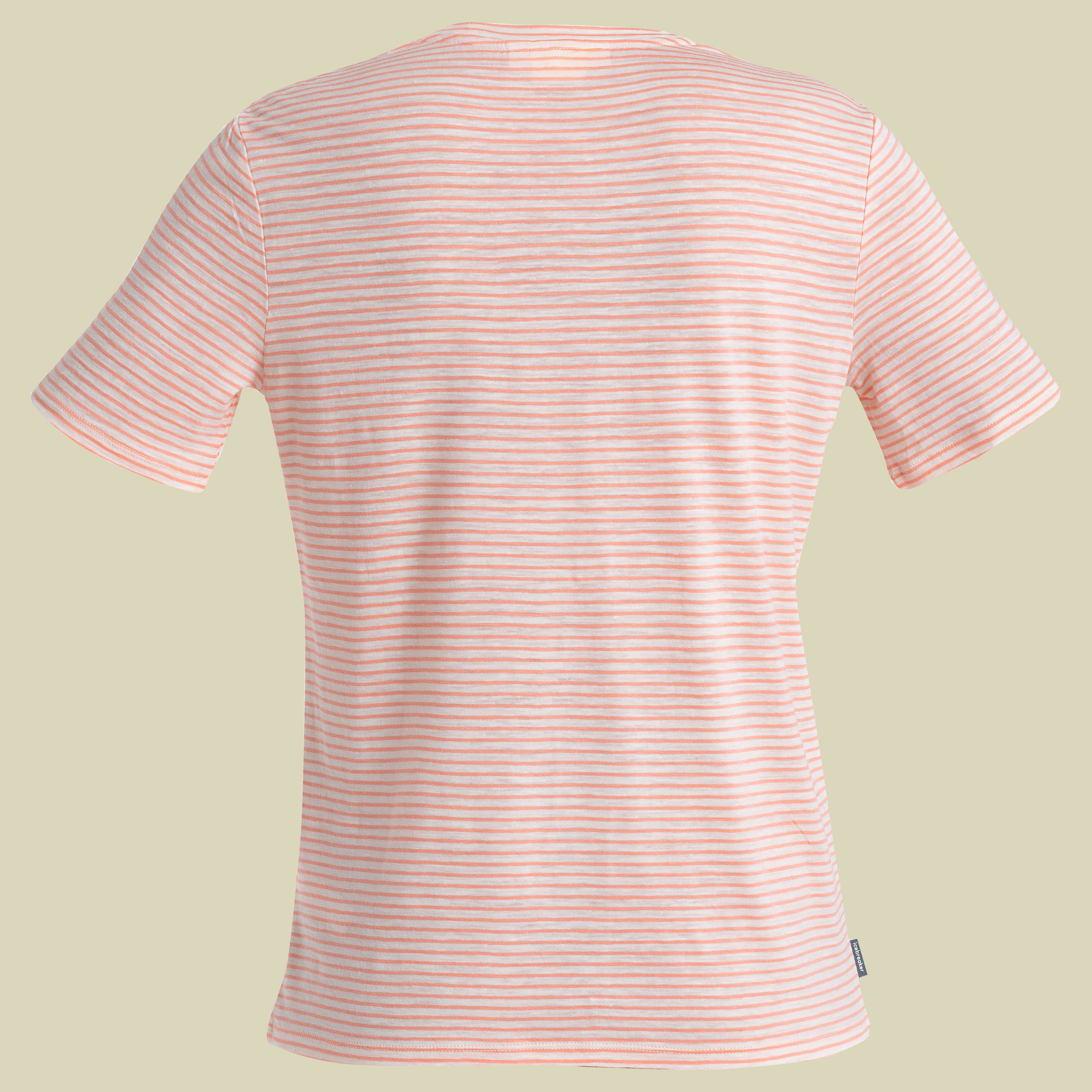 Merino Linen SS Tee Stripe Women XL weiß - snow/glow/s