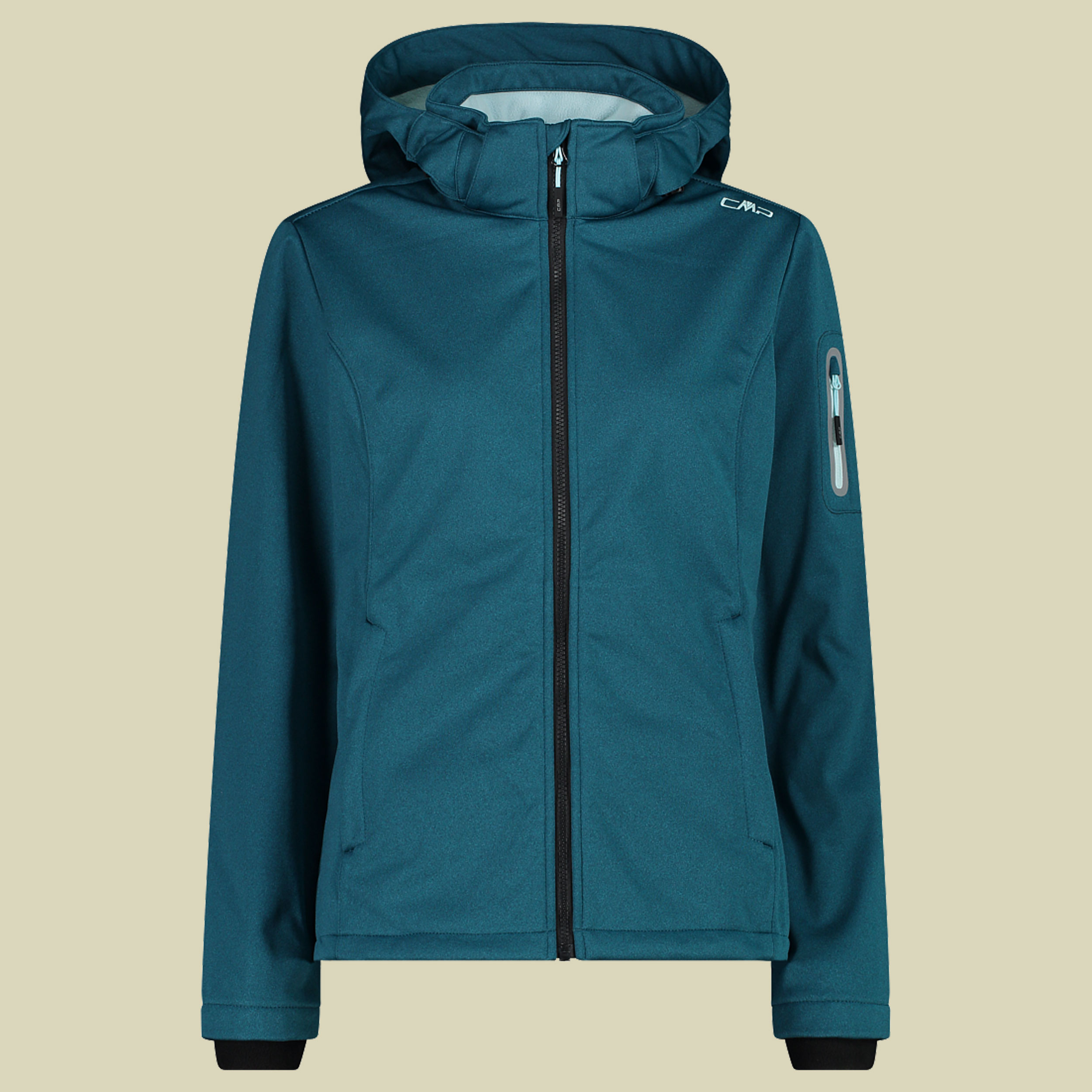 Woman Jacket Zip Hood Melange Softshell 39A5006M türkis 44 - Farbe teal melange