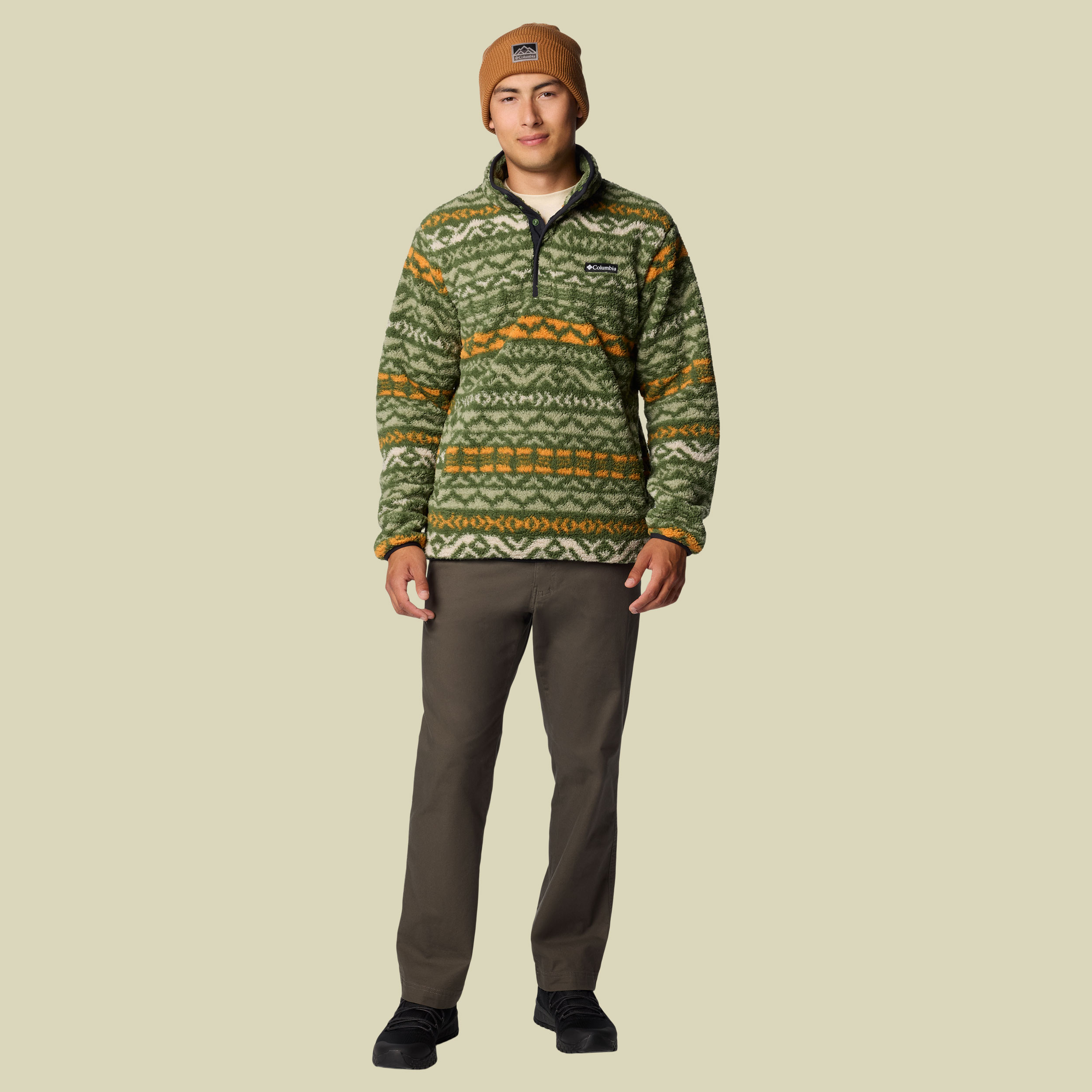 Rugged Ridge Half Snap Fleece M grün - Farbe canteen madras