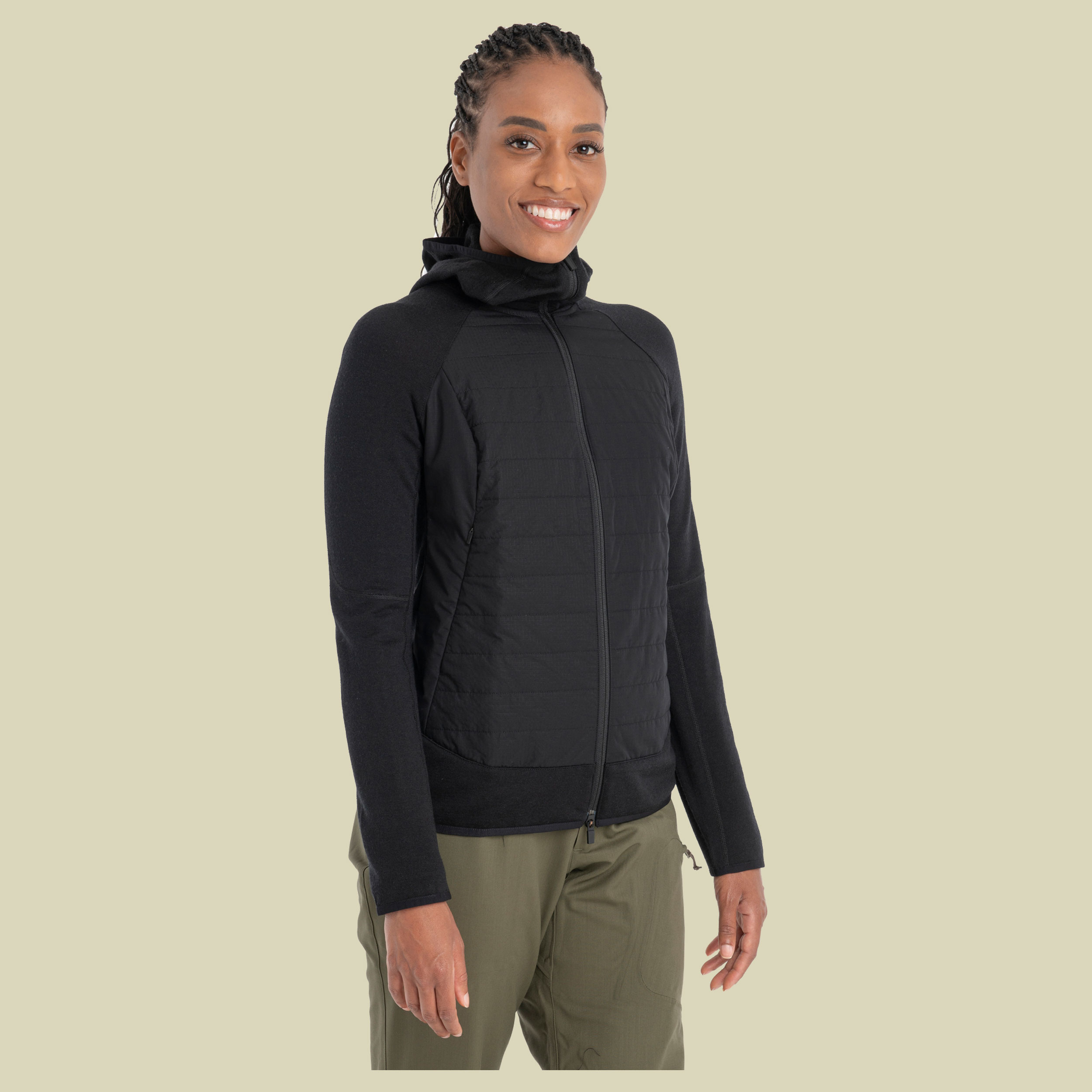 Merino Quantum Hybrid LS Zip Hoodie Women Größe S Farbe black