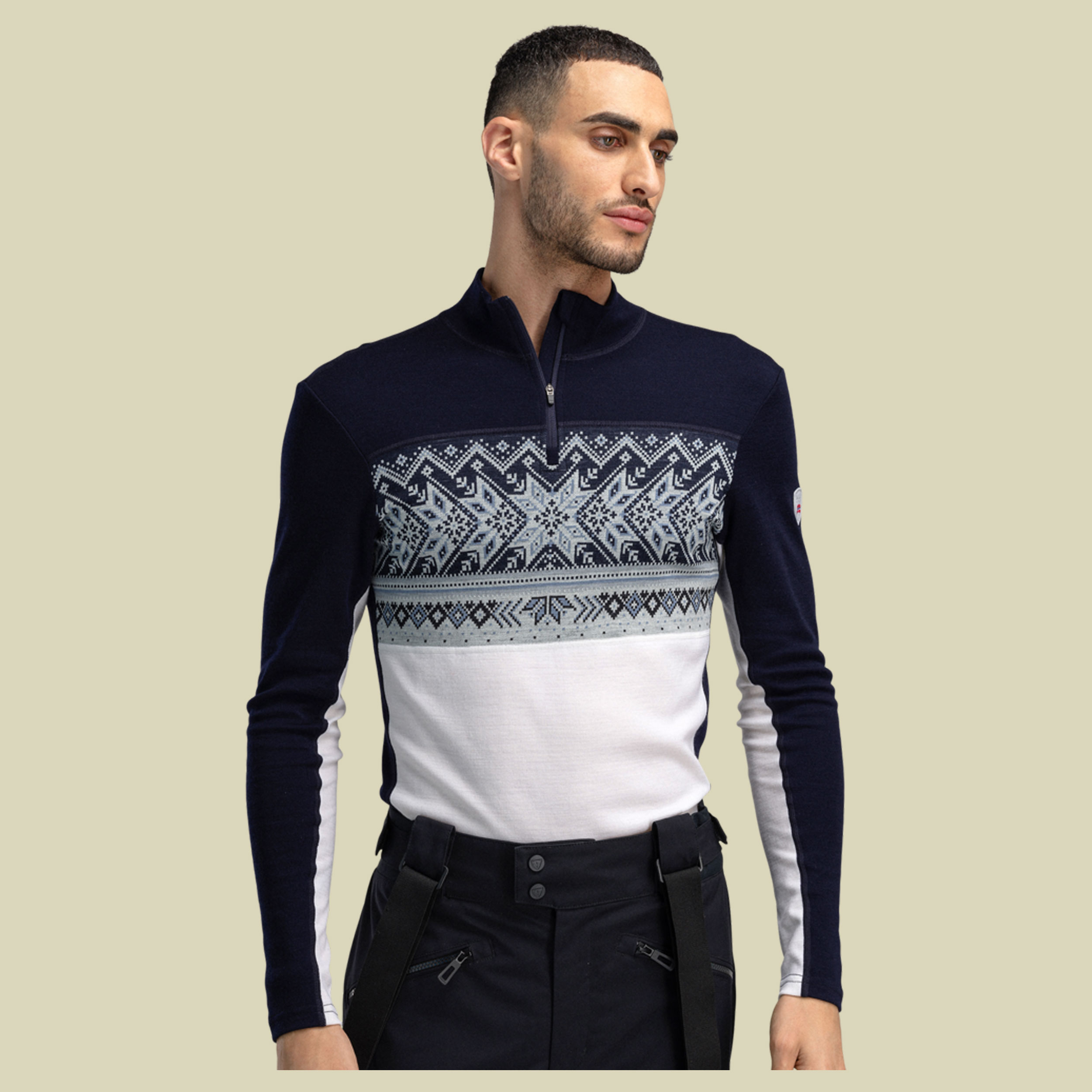 Vail Baselayer Half Zip Men XXL beige - Farbe offwhite navy blue shadow