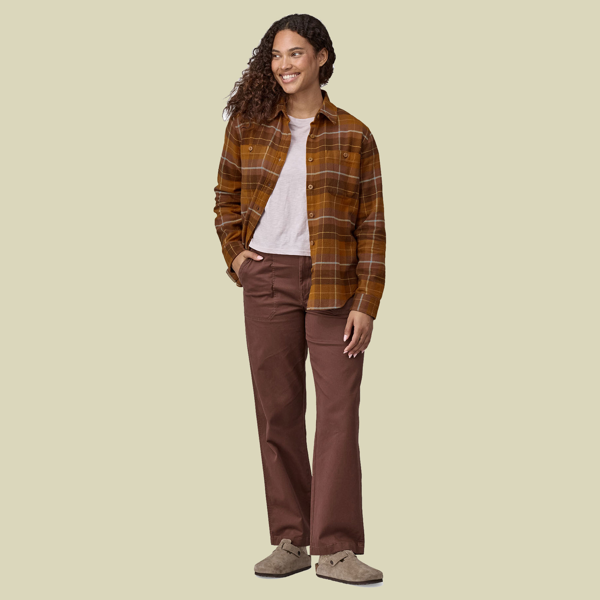 Fjord Flannel Shirt Women M braun - happy camper: shelter brown