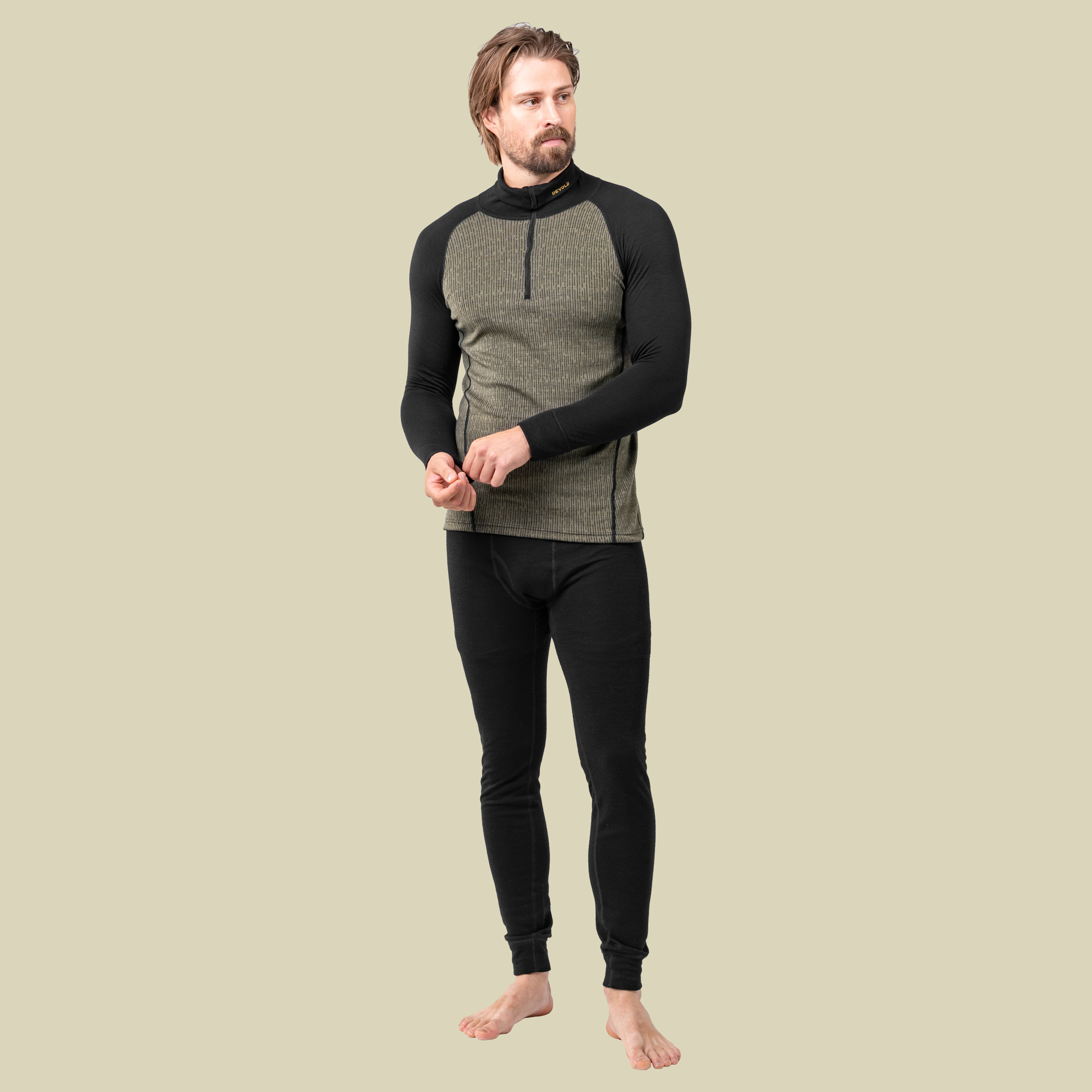 Duo Active Merino 205 Zip Neck Man Größe XL Farbe lichen/caviar