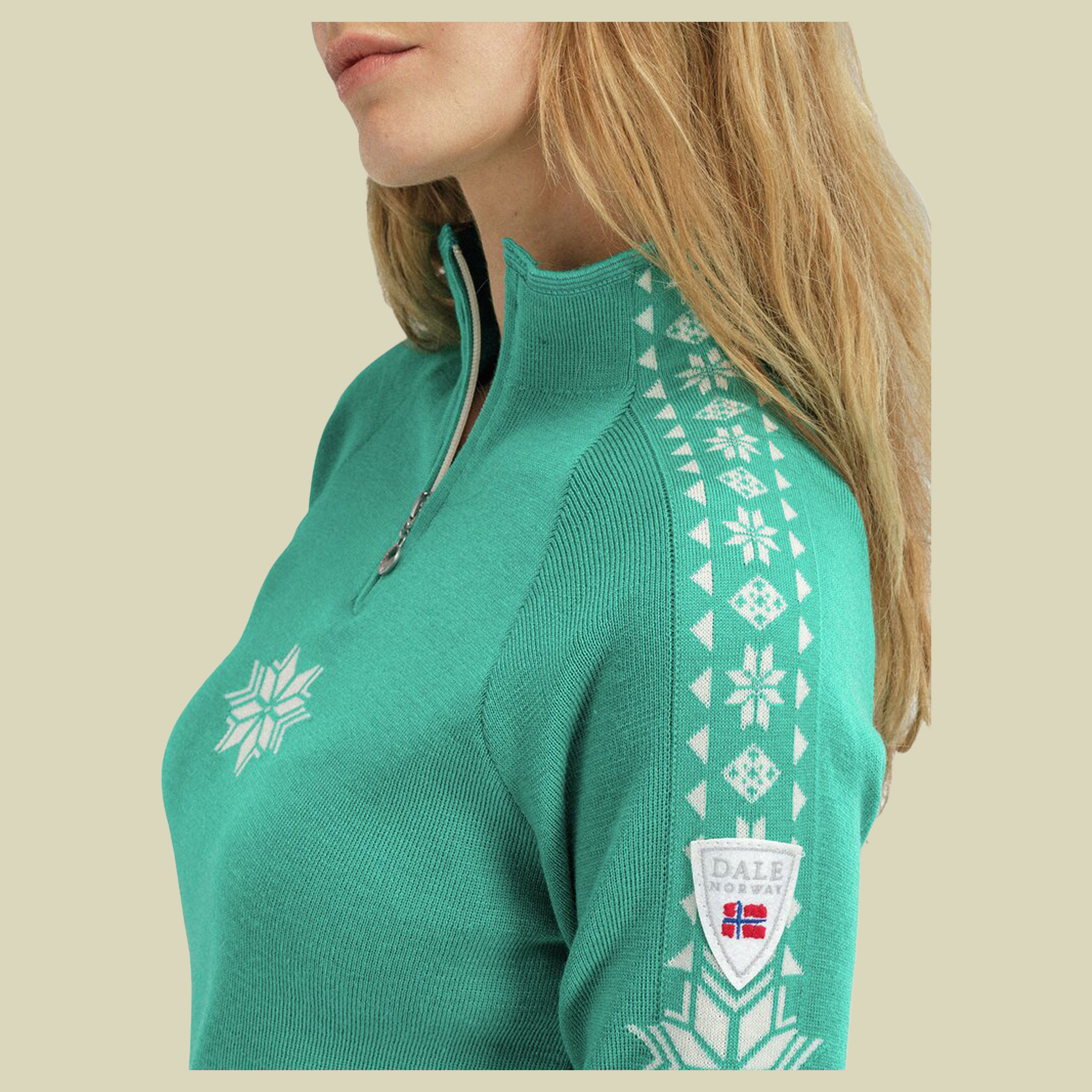 Geilo Sweater Women L türkis - Farbe peacock offwhite 