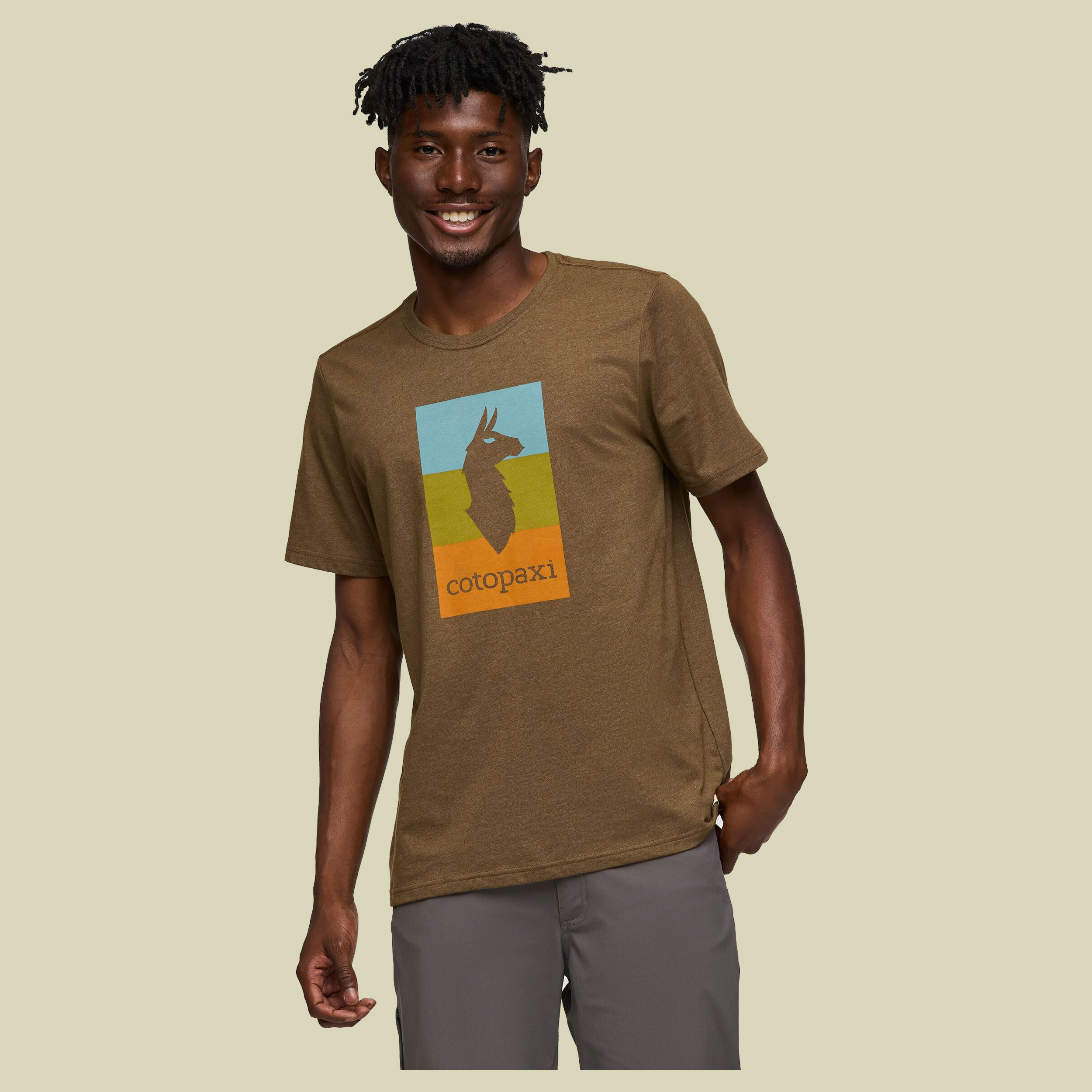 Llama Block T-Shirt Live Men M braun - Farbe oak