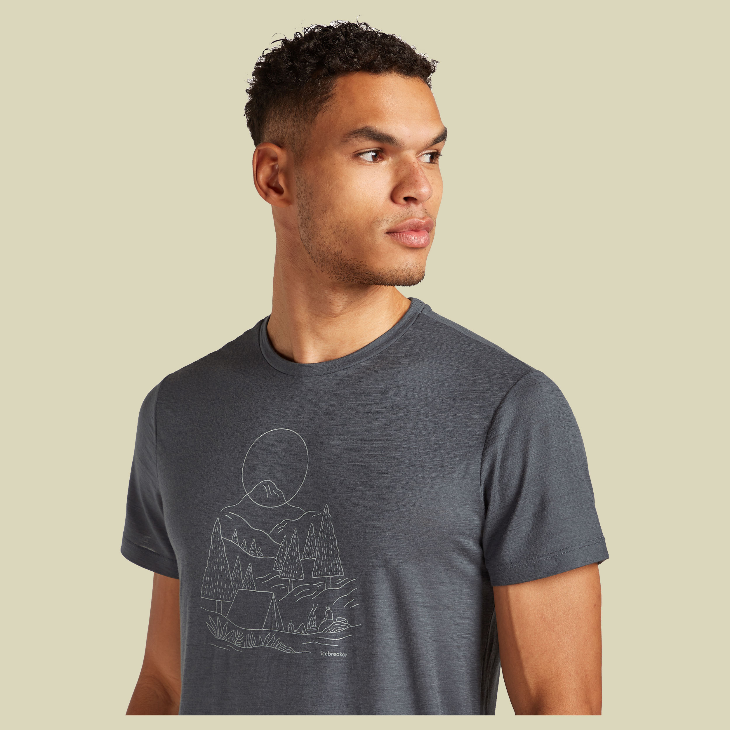 Merino 150 Tech Lite SS Tee Sunset Camp  Men M grün - obsidian