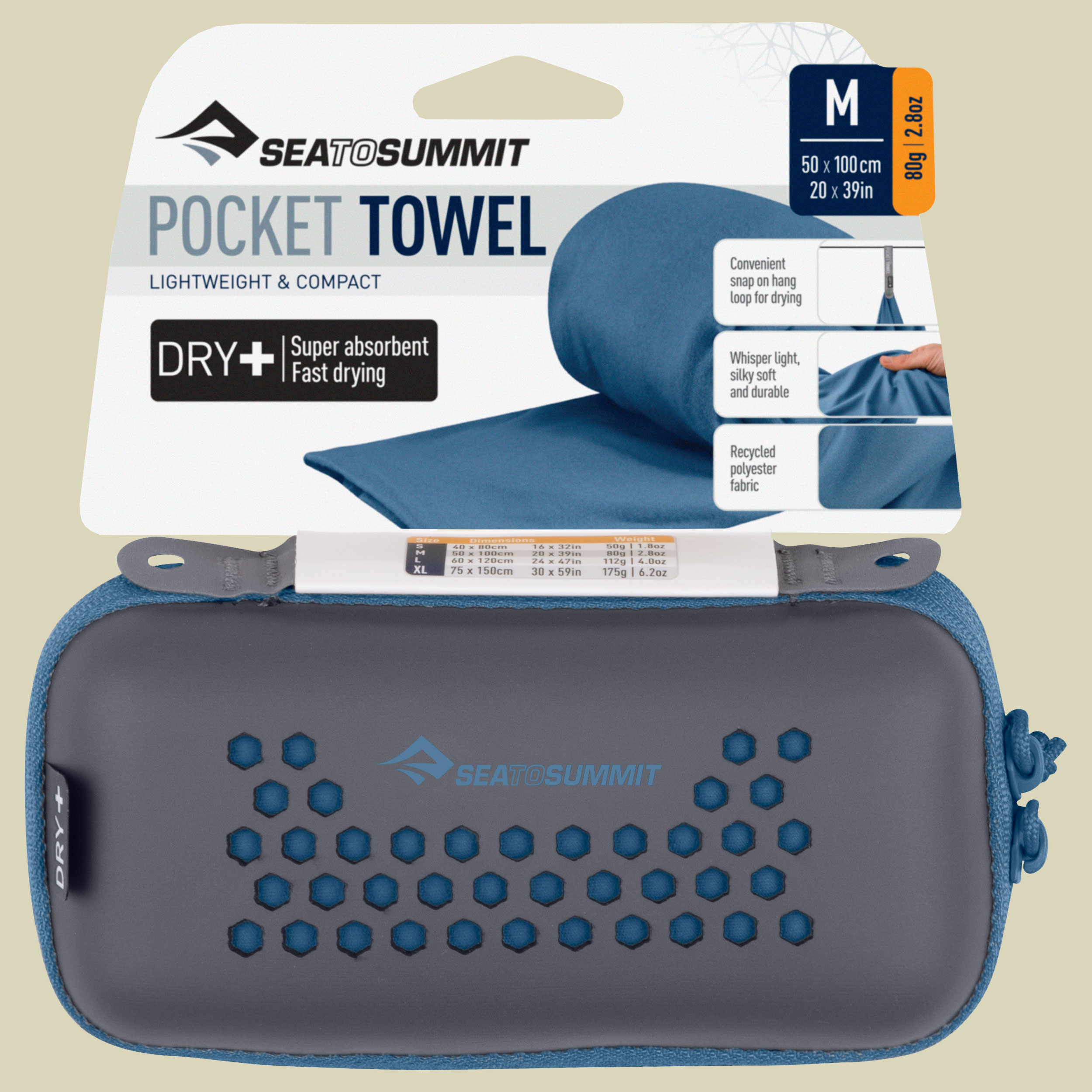 Pocket Towel blau medium - moonlight