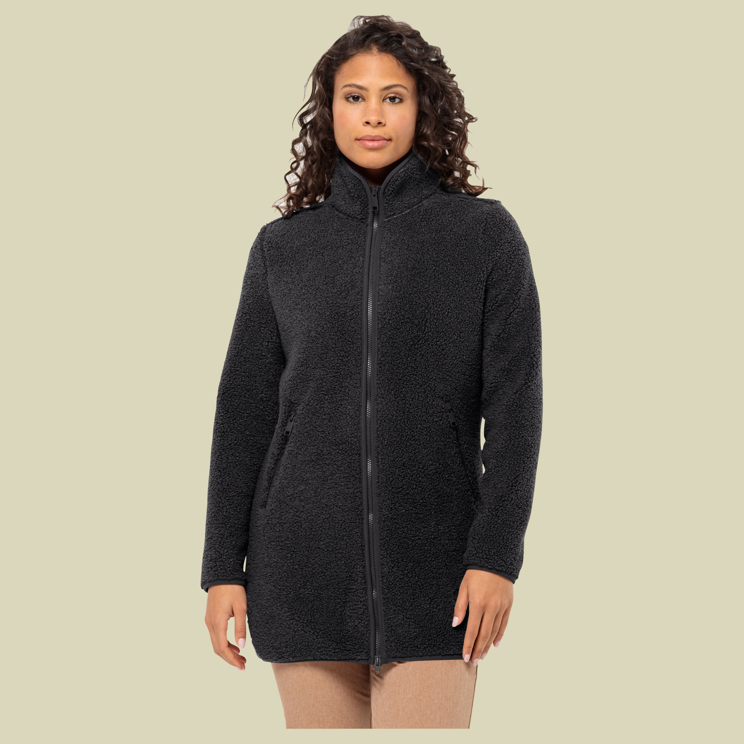 High Curl Coat Women Größe L  Farbe black