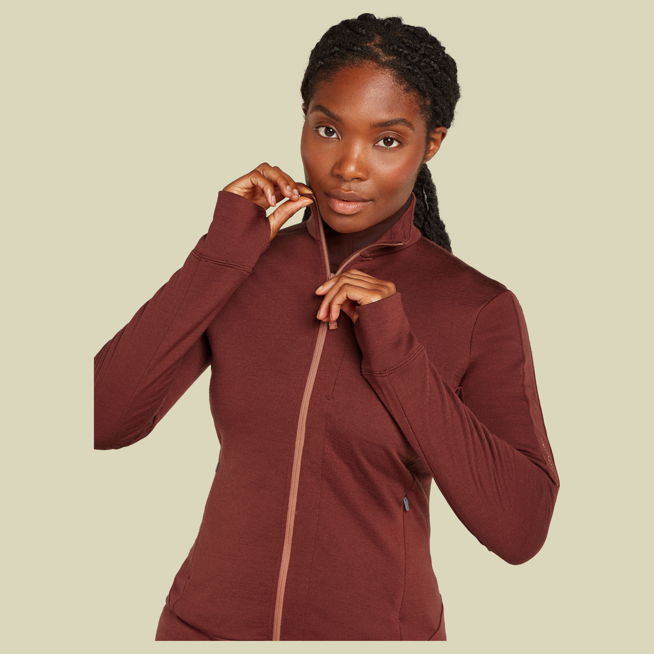 Merino 260 Quantum IV LS Zip Women L braun - port/cedar wood