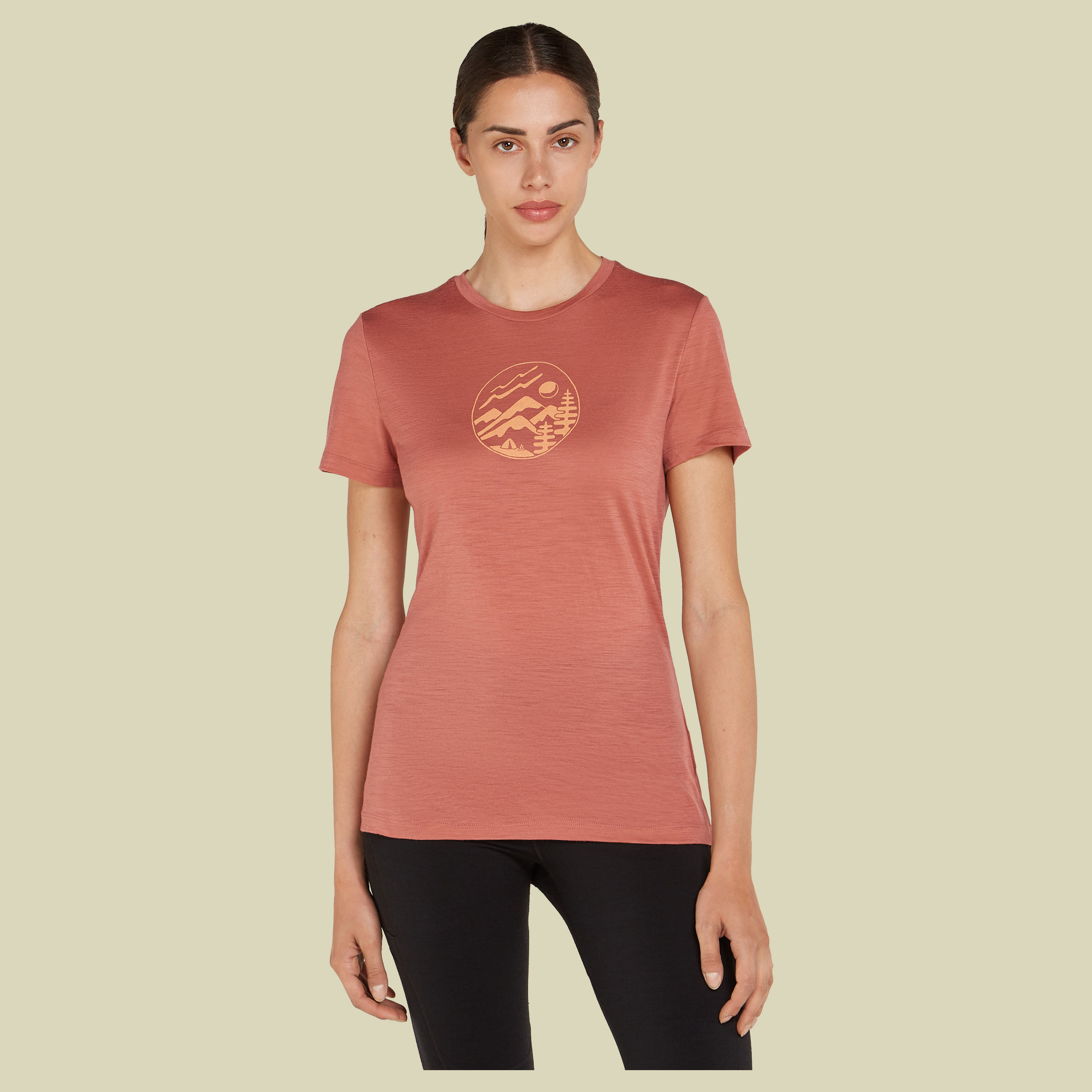 Merino 150 Tech Lite SS Tee Camping Circle Women S braun - cedar wood