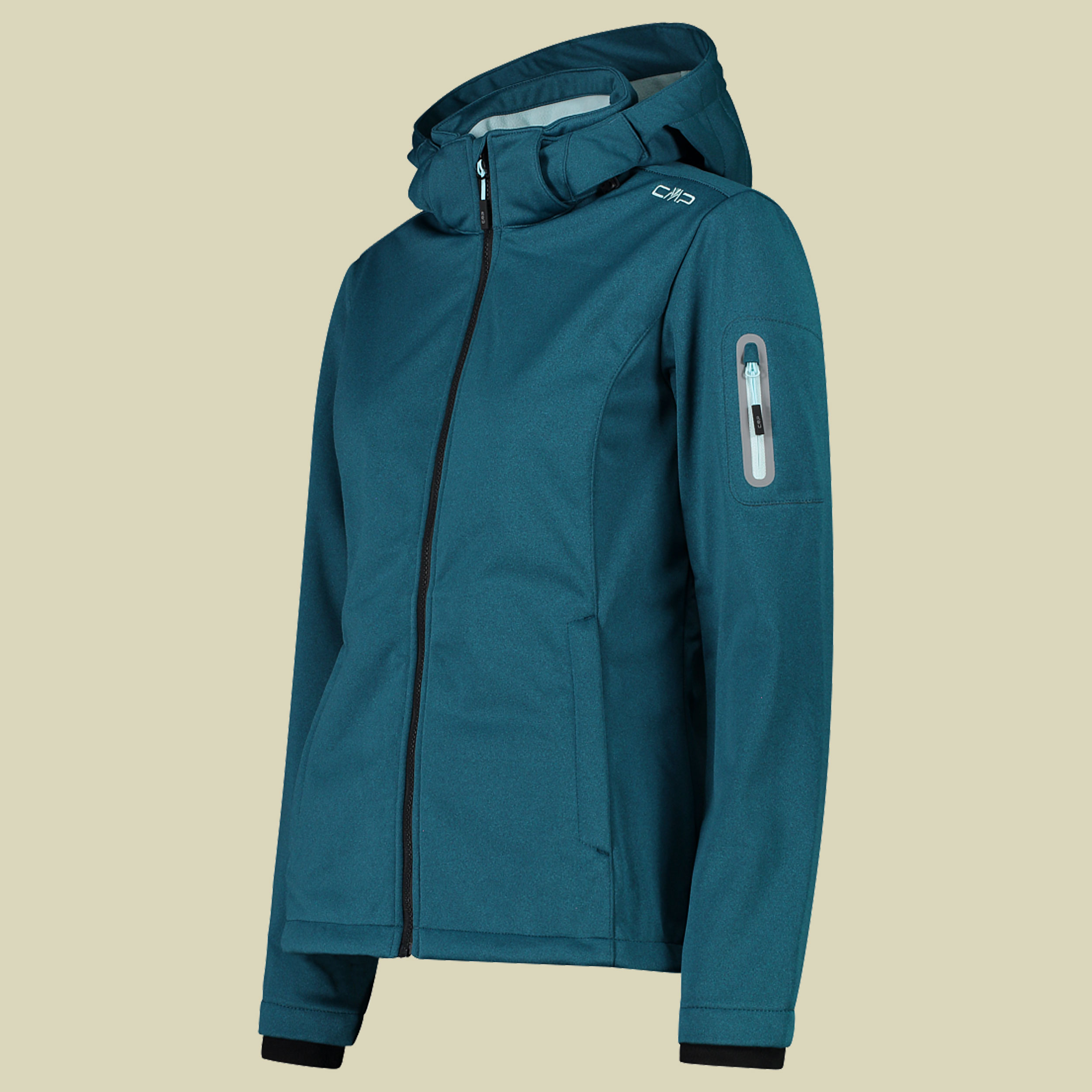 Woman Jacket Zip Hood Melange Softshell 39A5006M türkis 46 - Farbe teal melange