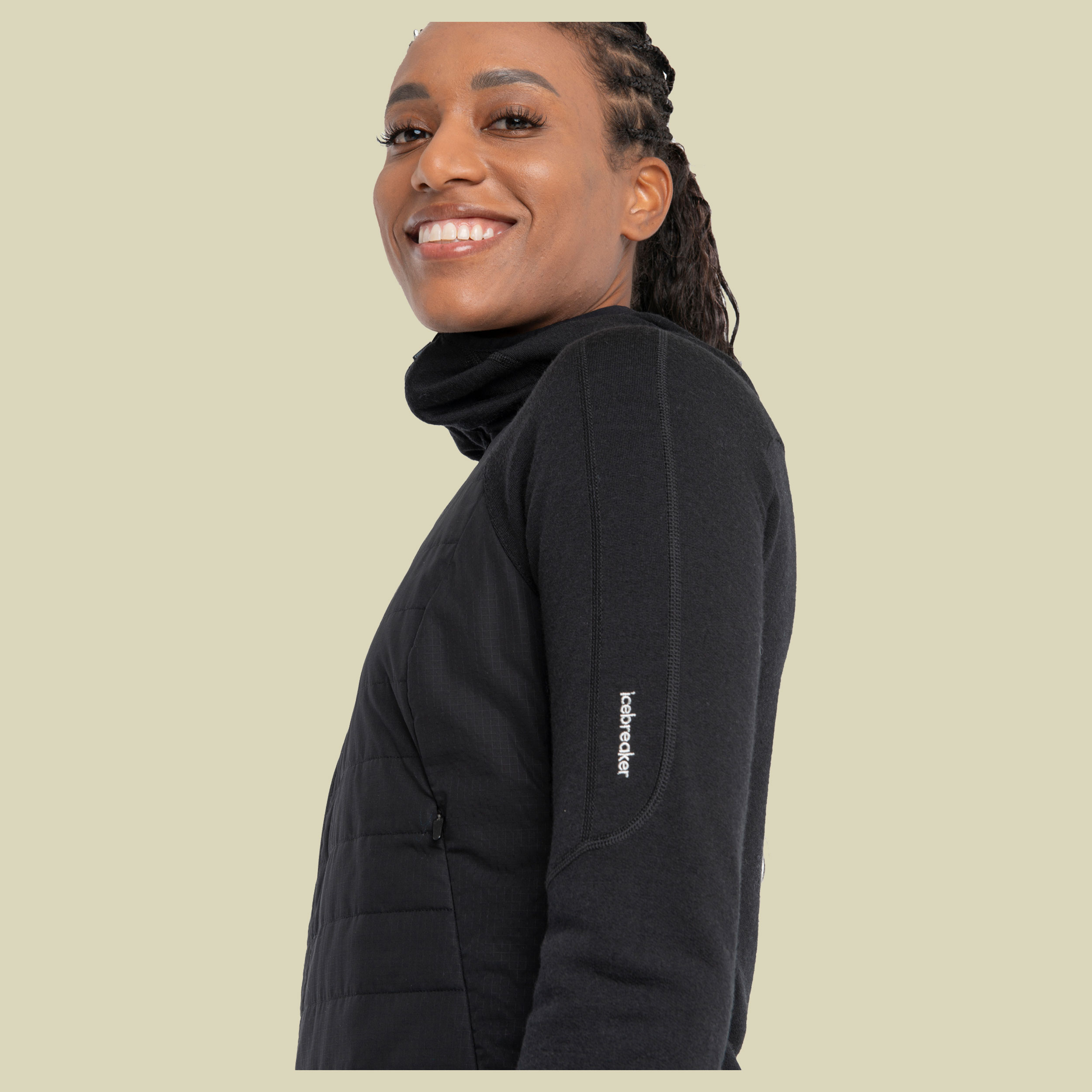 Merino Quantum Hybrid LS Zip Hoodie Women Größe S Farbe black