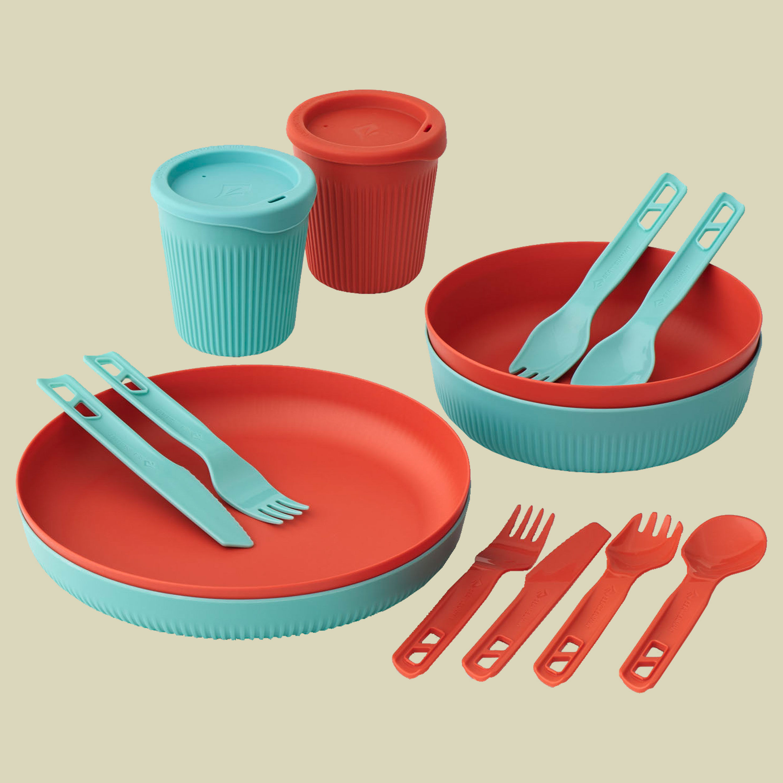 Passage Dinnerware Set [2P] 14 piece 2 Personen mehrfarbig - blue + orange