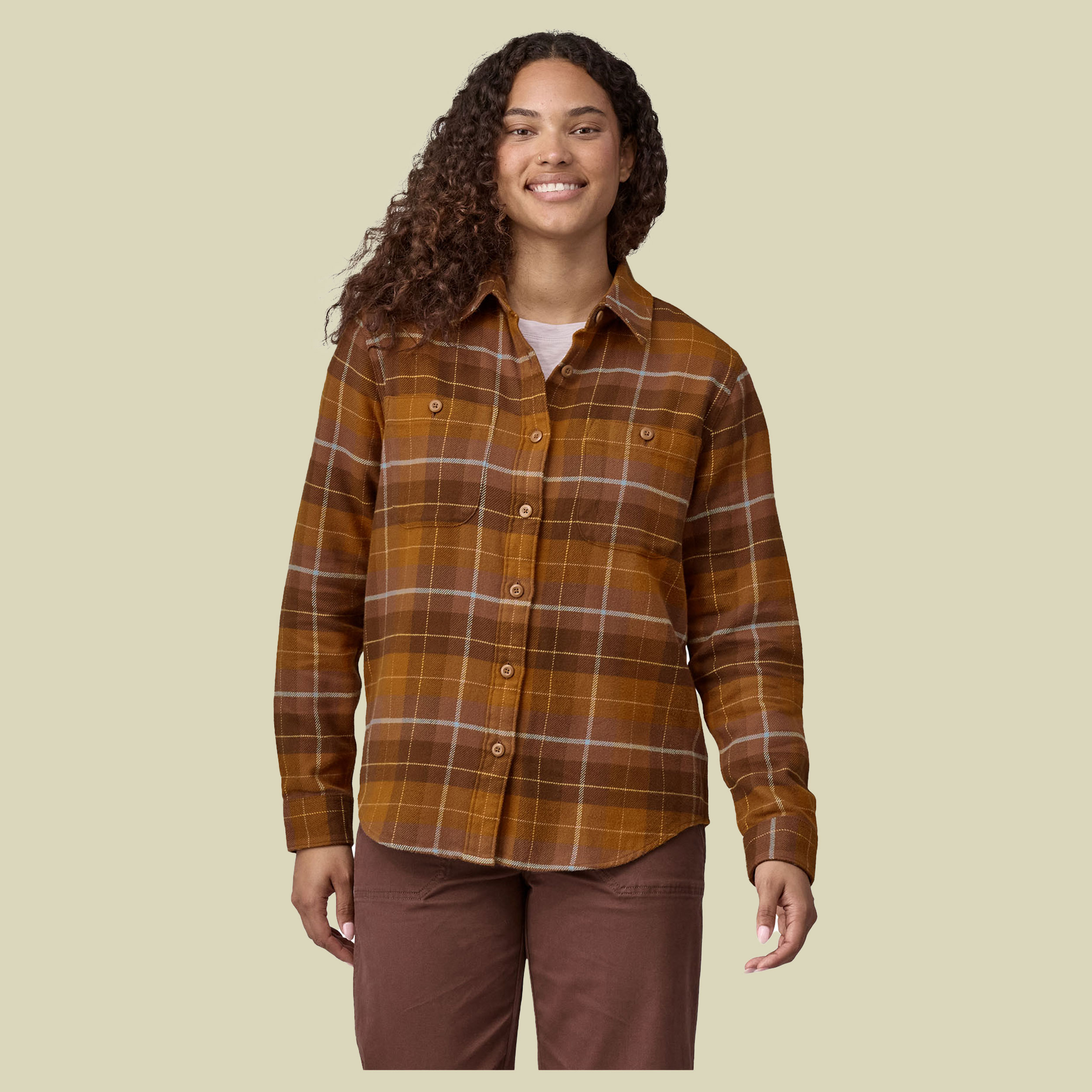 Fjord Flannel Shirt Women M braun - happy camper: shelter brown