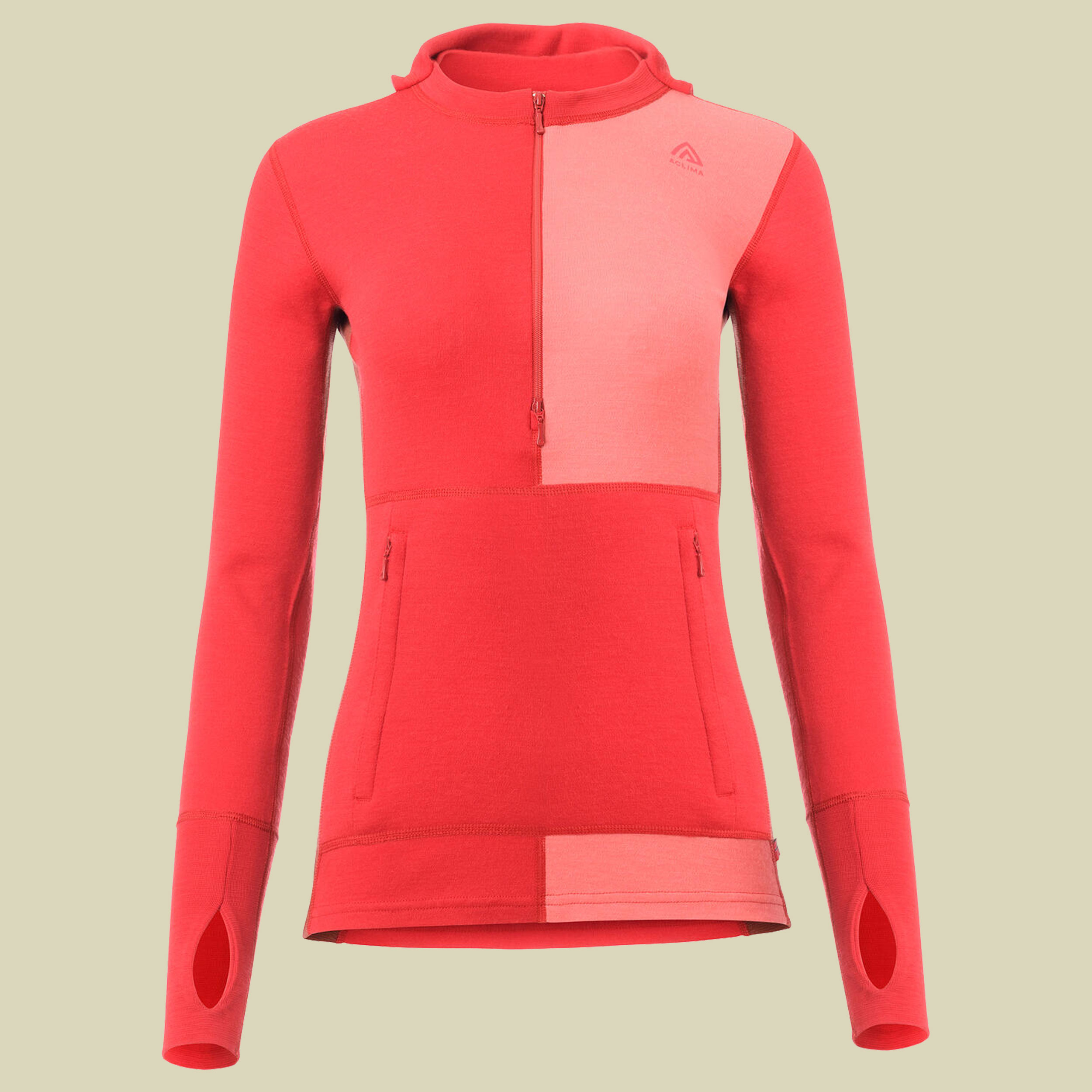 Warmwool Hoodie W.Zip Women Größe S Farbe jester red/spiced coral/spiced apple