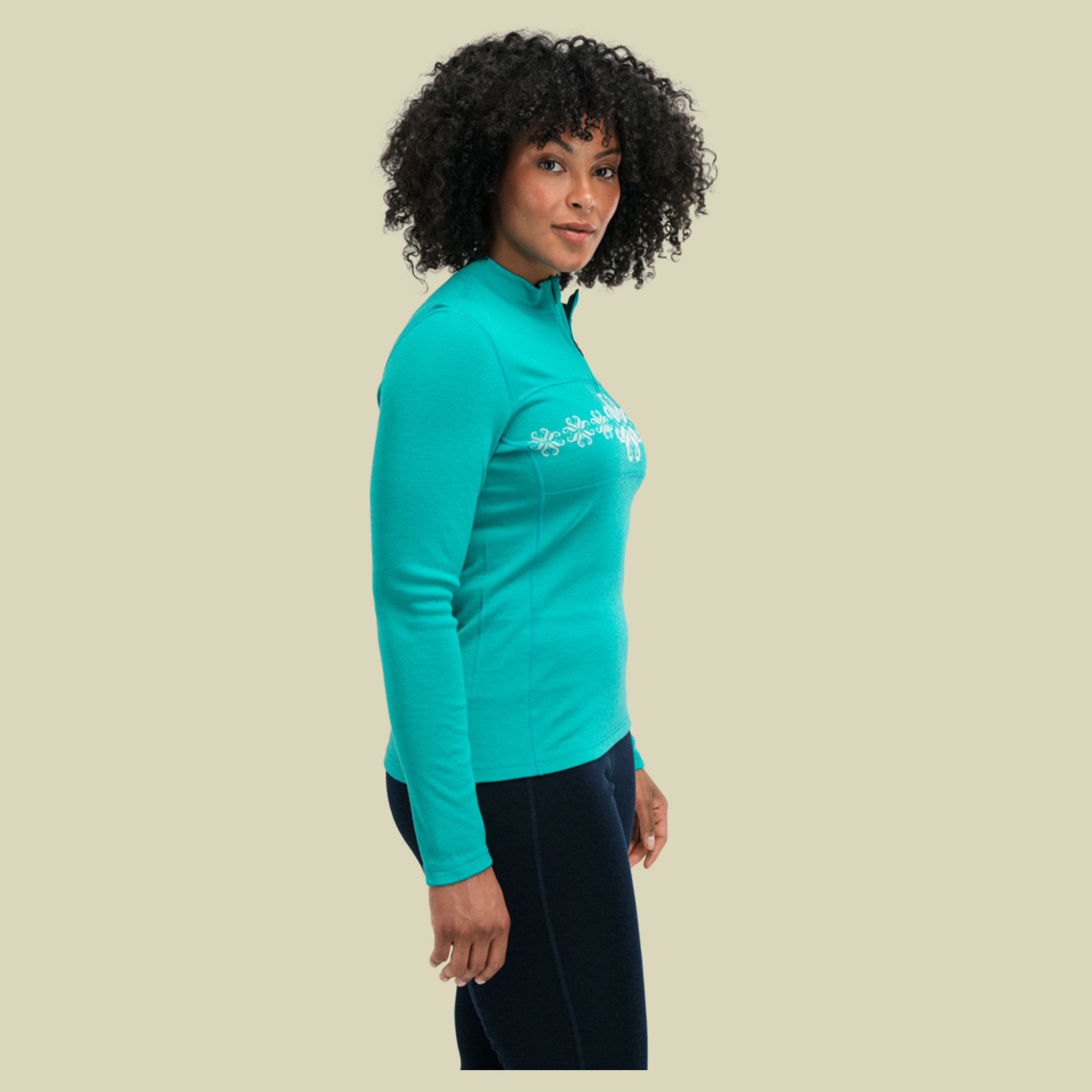 Falkeberg Baselayer Half Zip Women M türkis - Farbe peacock offwhite