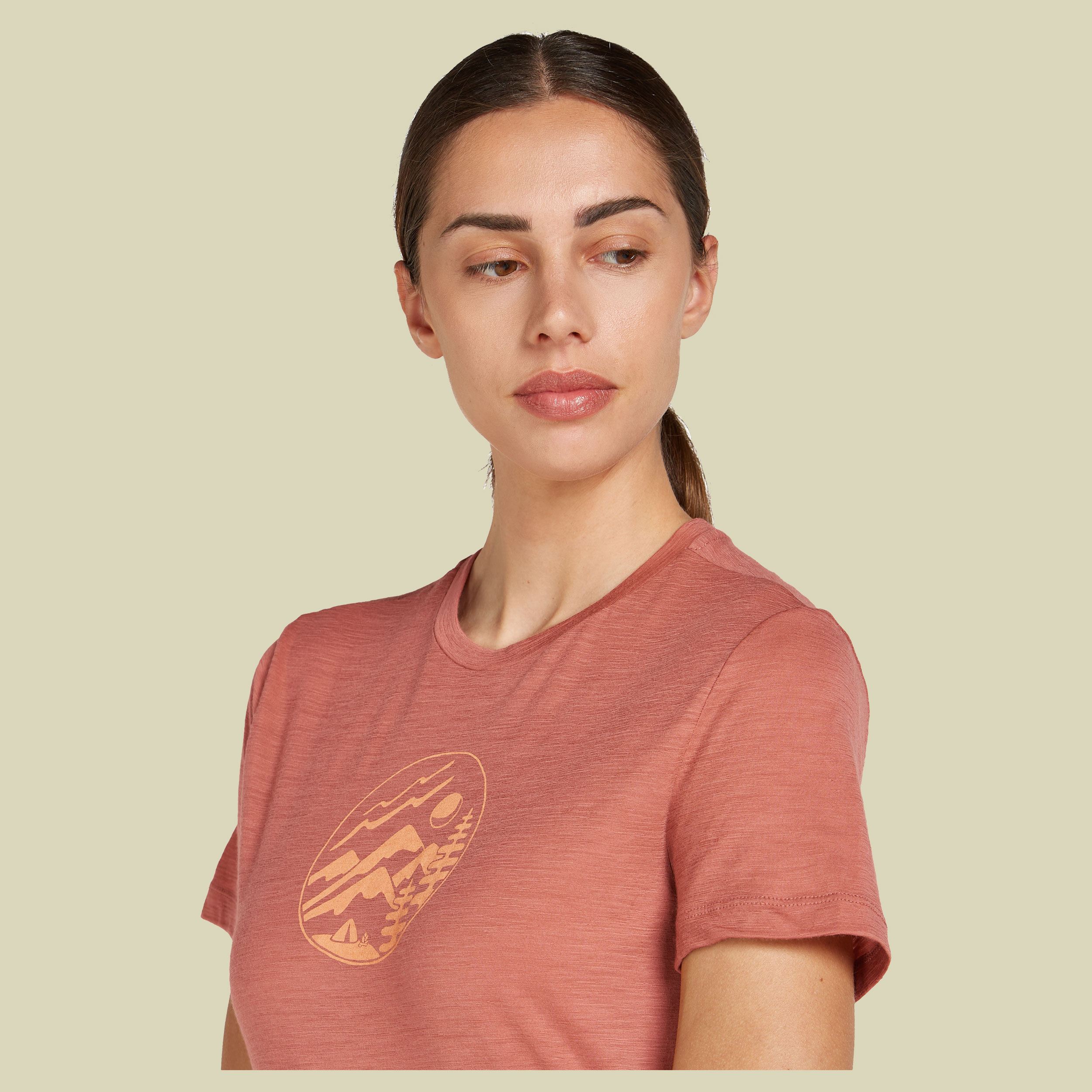 Merino 150 Tech Lite SS Tee Camping Circle Women M braun - cedar wood