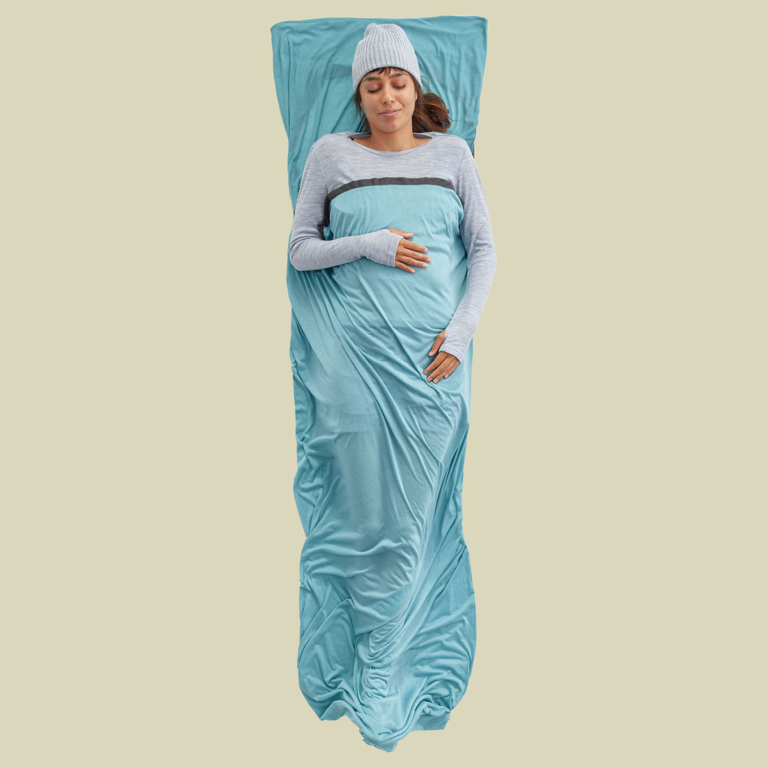 Comfort Blend Sleeping Bag Liner rechteckig mit Kopfkissenhülle blau - Rectangular w/ Pillow Sleeve Farbe aqua sea blue