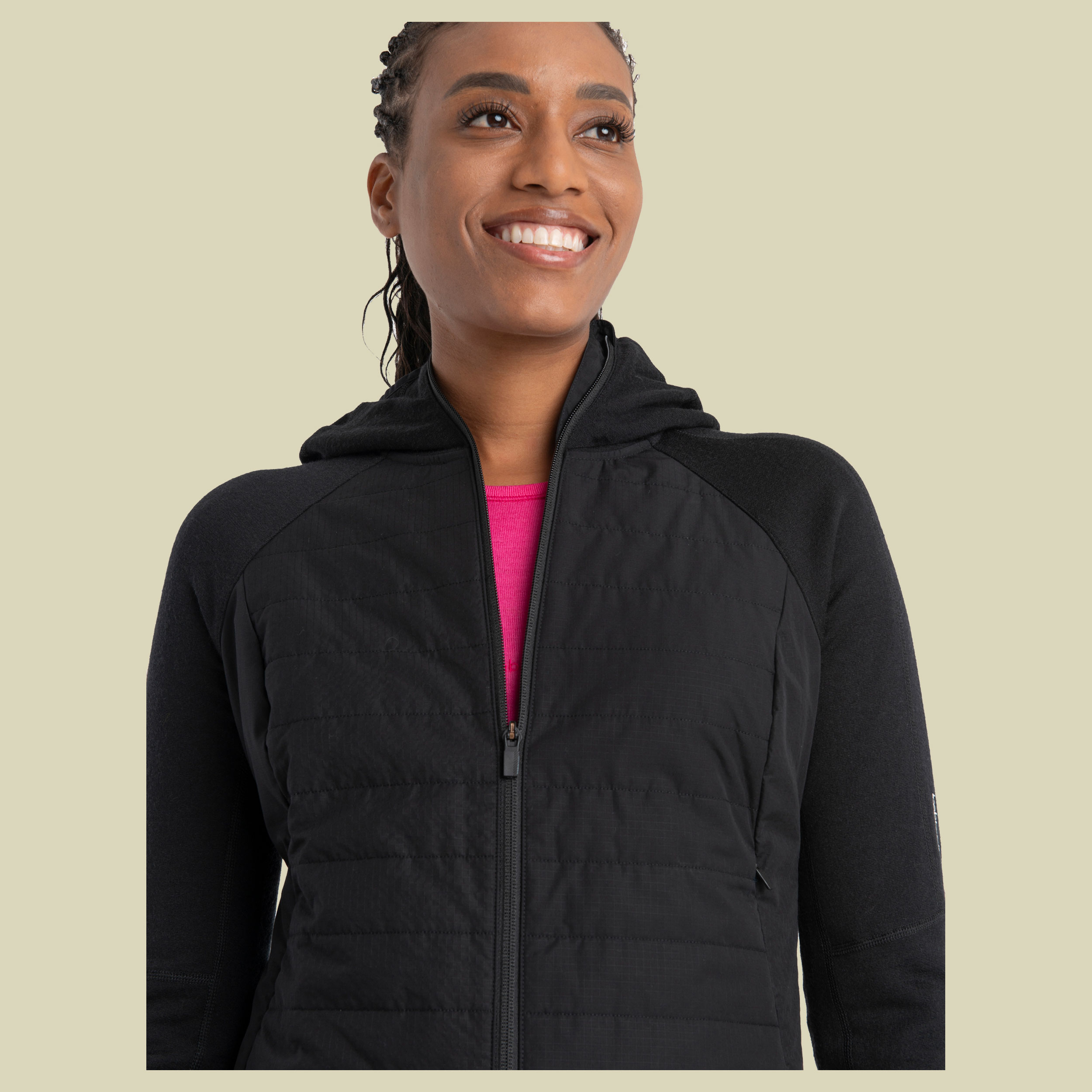 Merino Quantum Hybrid LS Zip Hoodie Women Größe S Farbe black