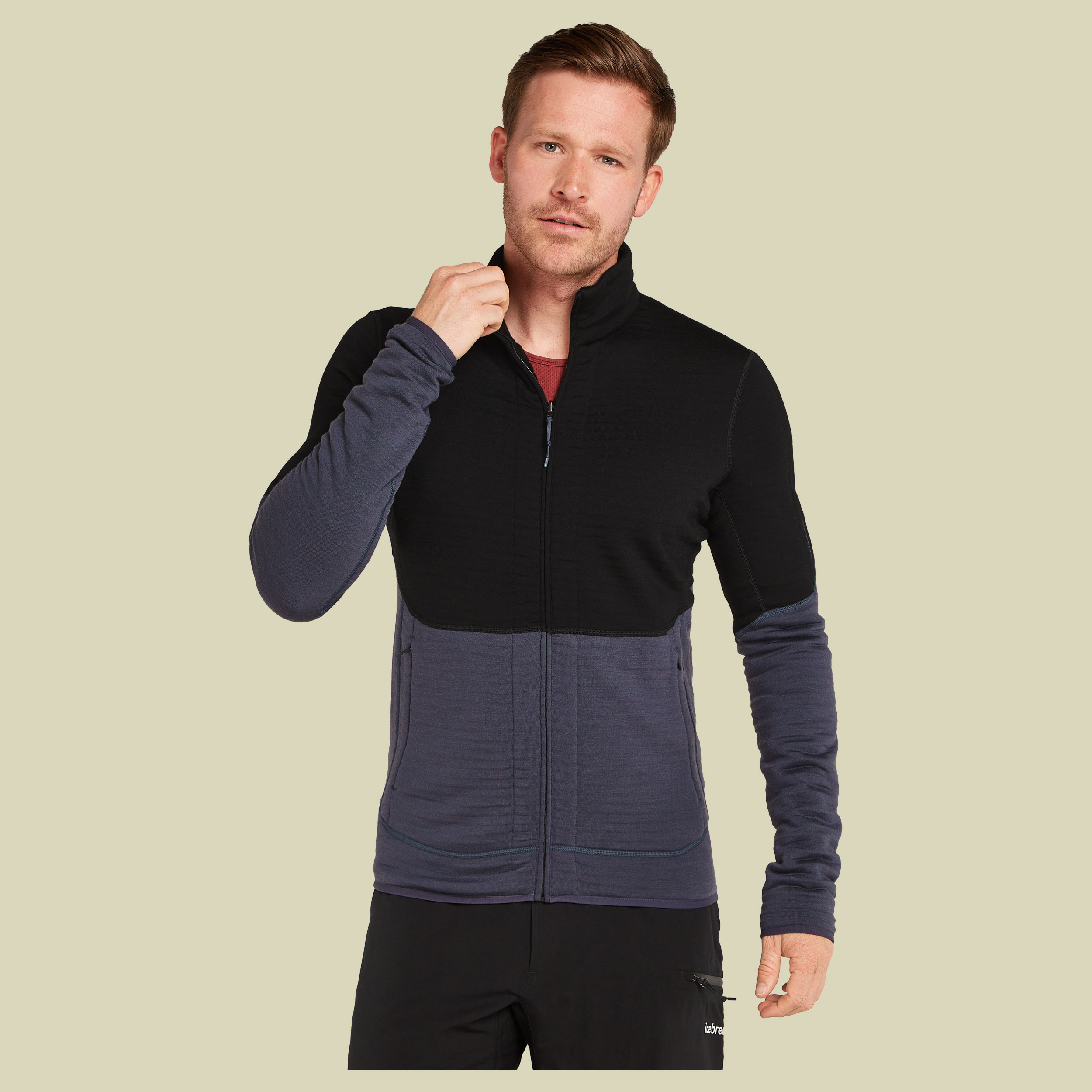 Merino 400 RealFleece Descender LS Zip Men L schwarz - black/graphite/CB