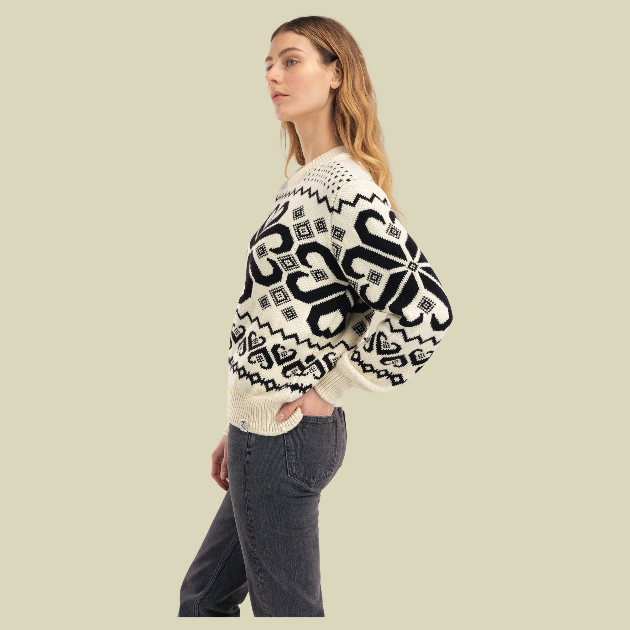 Falkeberg Sweater Women S natur - Farbe offwhite-black