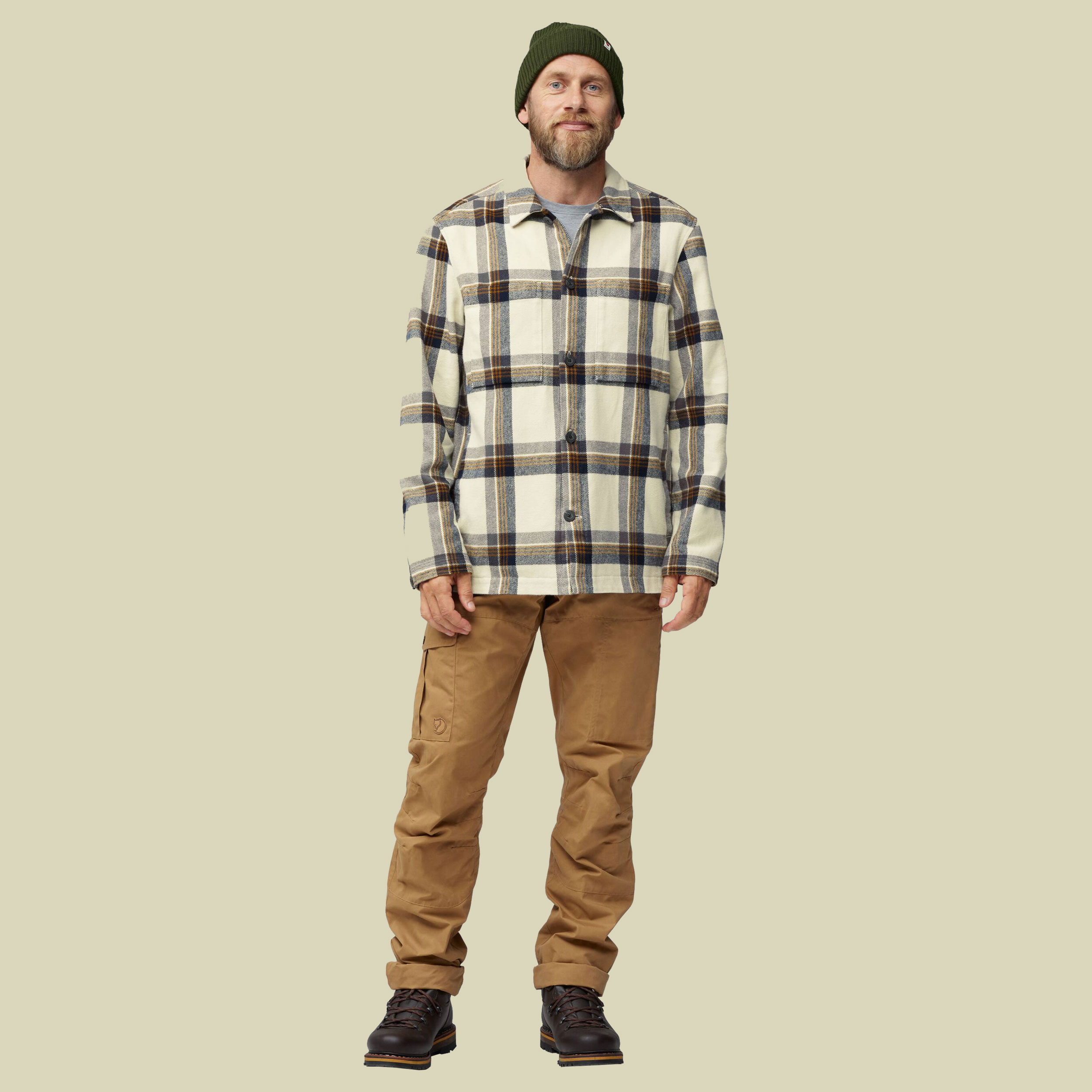 Singi Flannel Overshirt Men S weiß - chalk white/dark navy