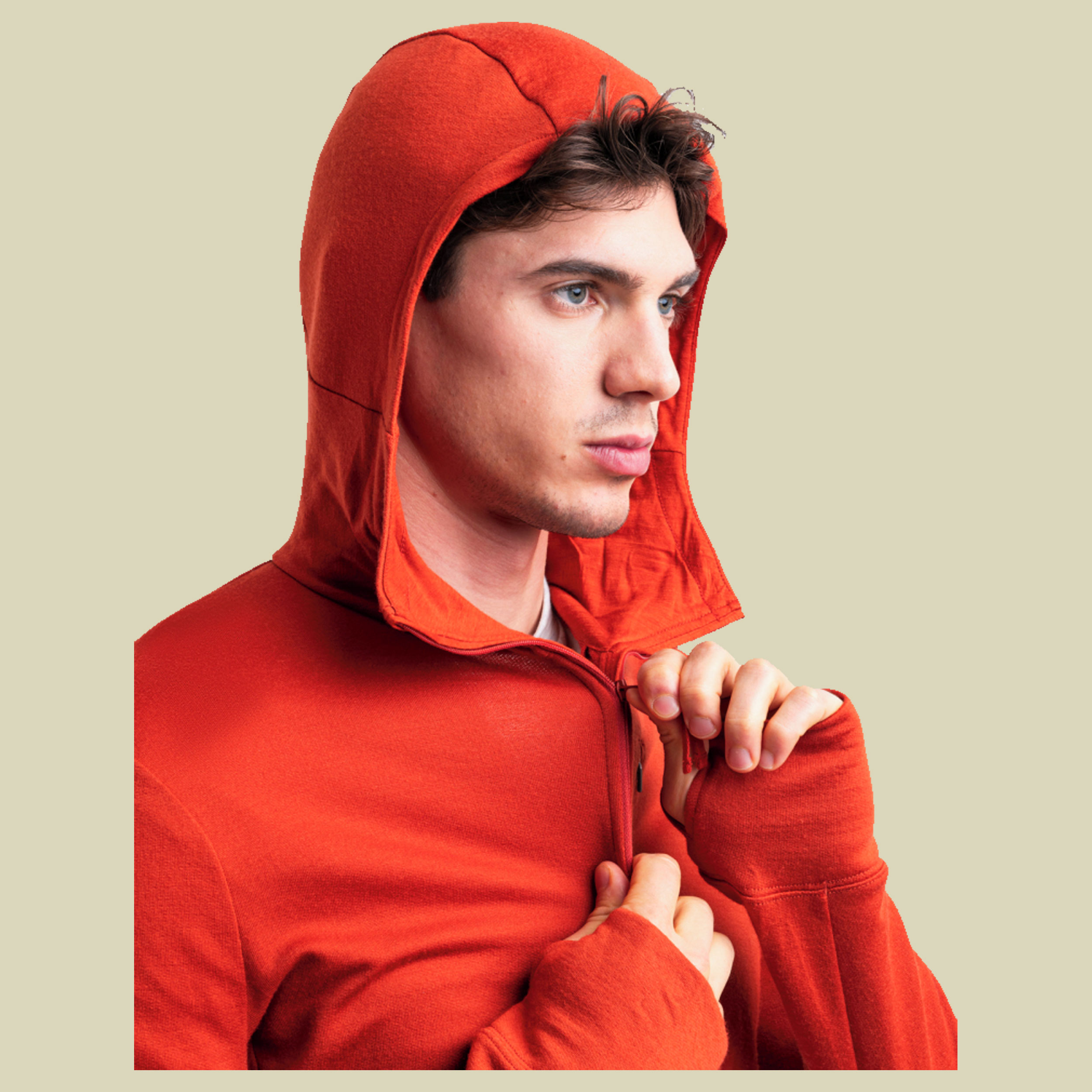 Merino 260 Quantum IV LS Zip Hoodie Men M rot - molten