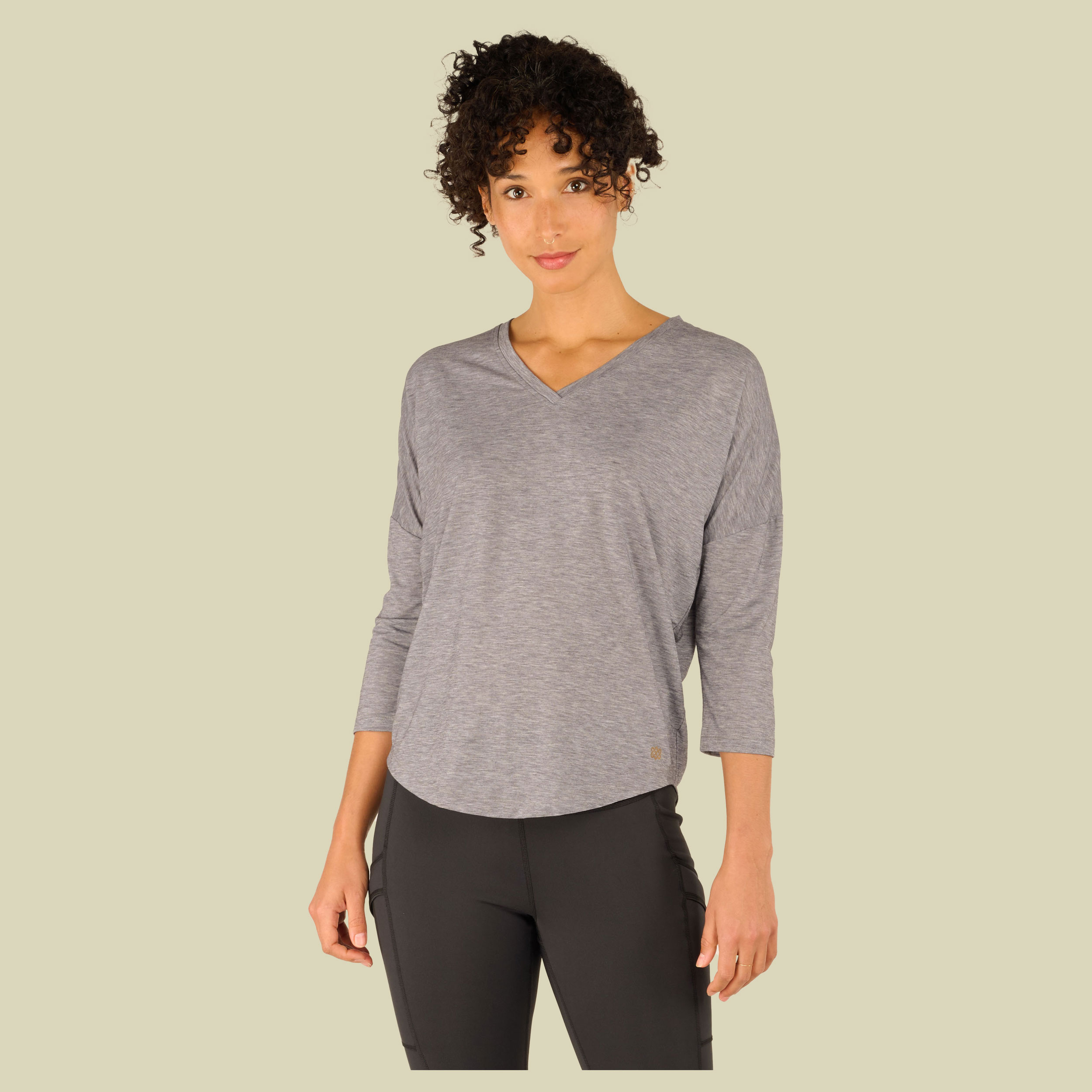 Asha V-Neck 3/4 Sleeve Top Women grau L - kharani grey