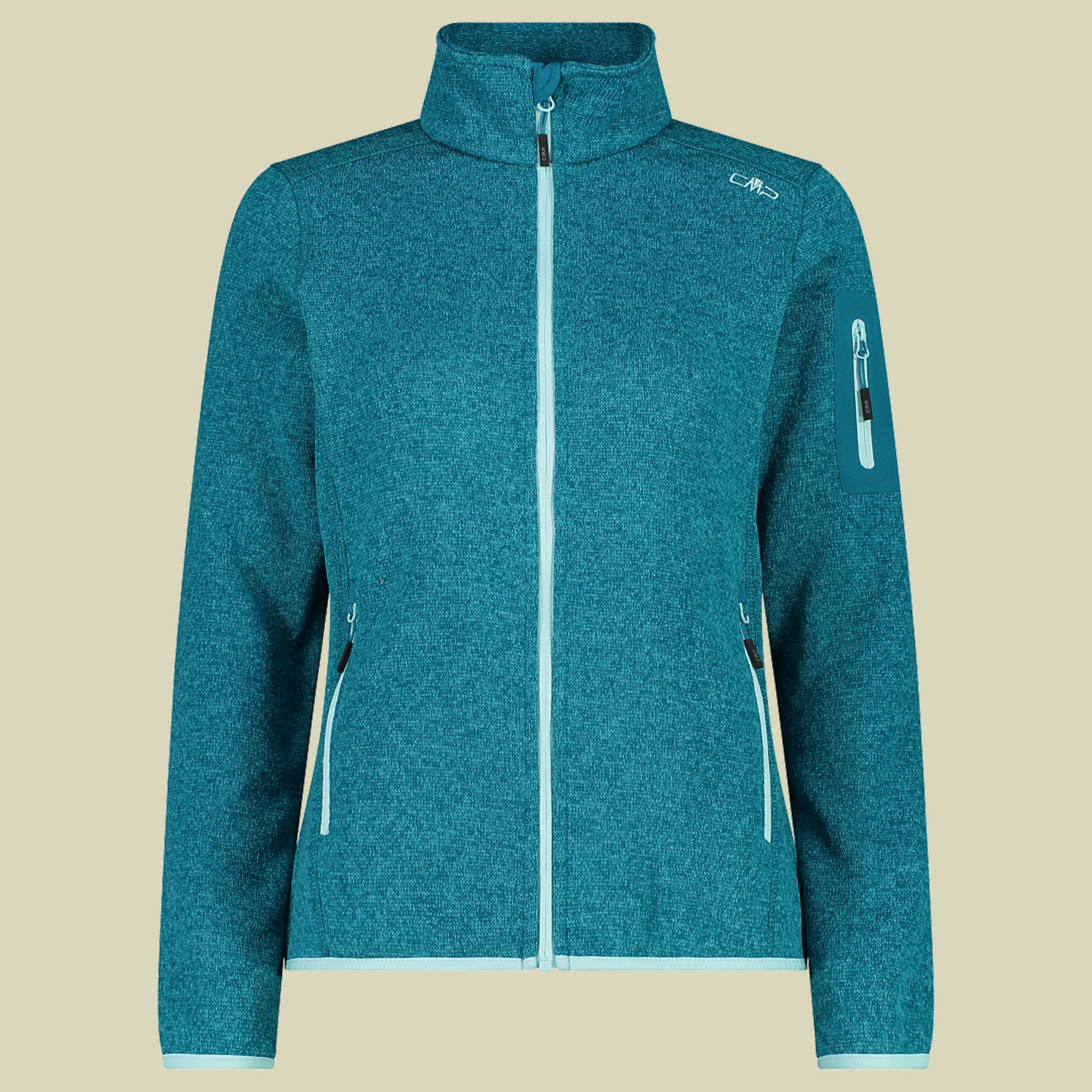 Woman Knitted Melange Fleece Jacket 3H14746 türkis 38 - Farbe teal-acqua