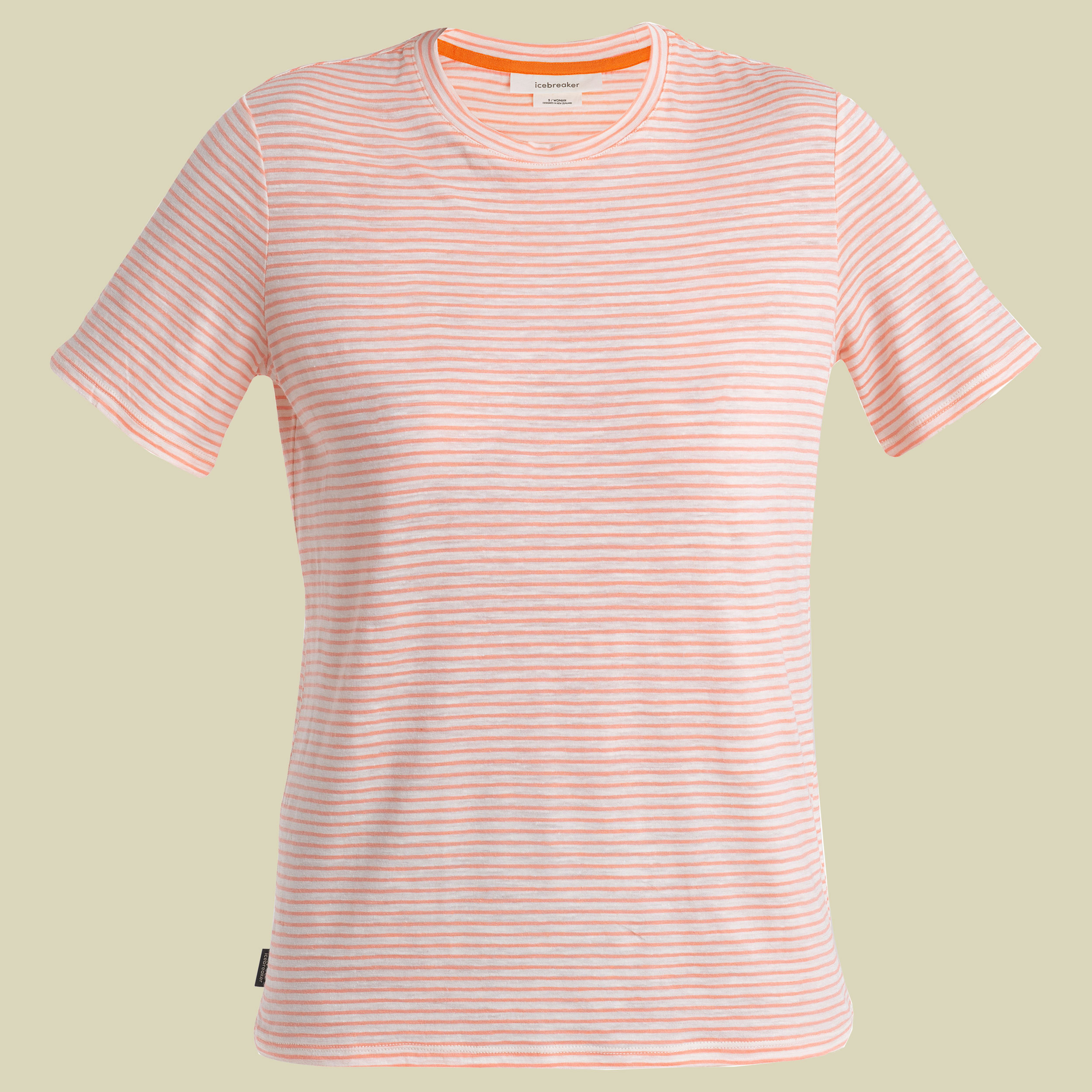 Merino Linen SS Tee Stripe Women L weiß - snow/glow/s