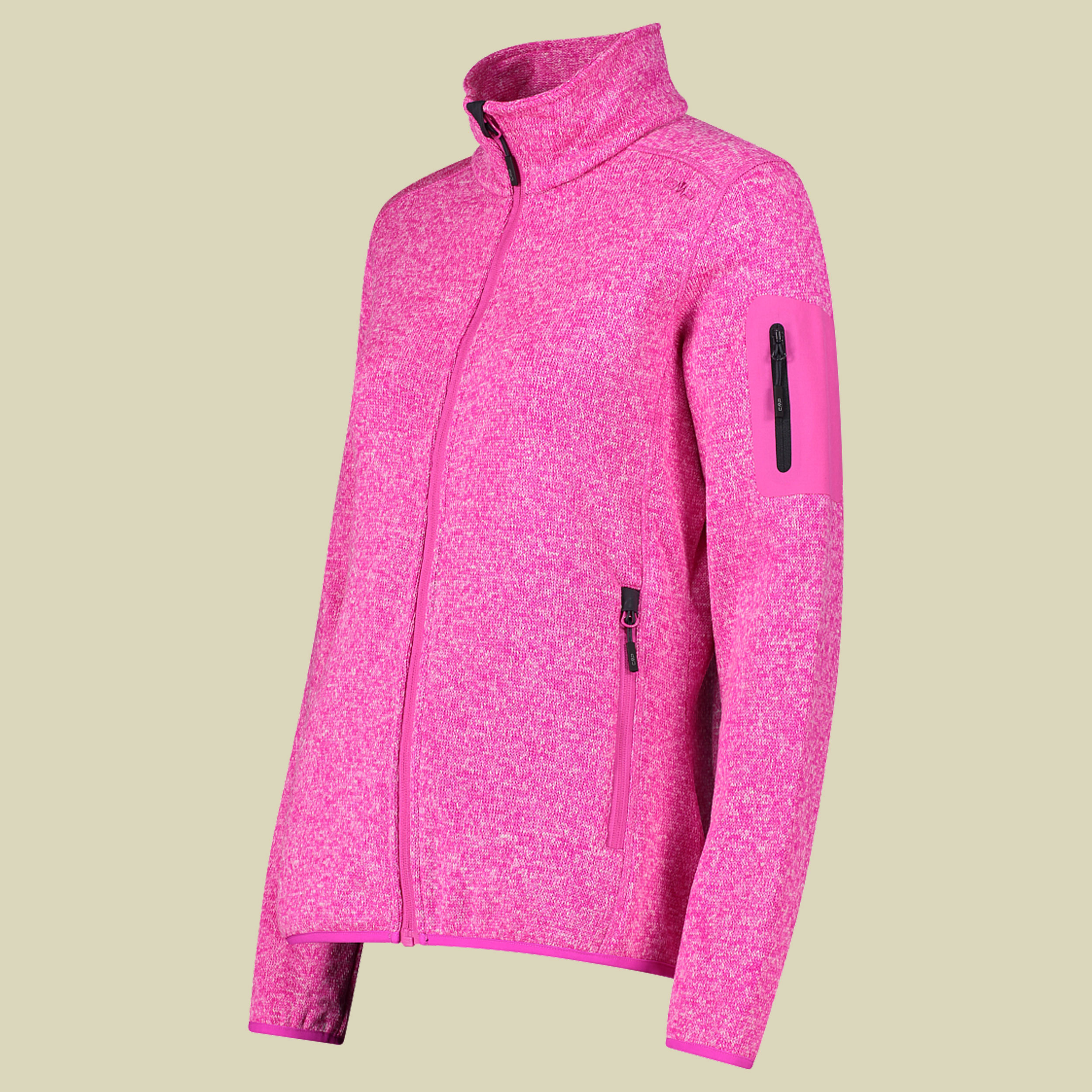 Woman Knitted Melange Fleece Jacket 3H14746 mehrfarbig 36 - Farbe festival-antracite