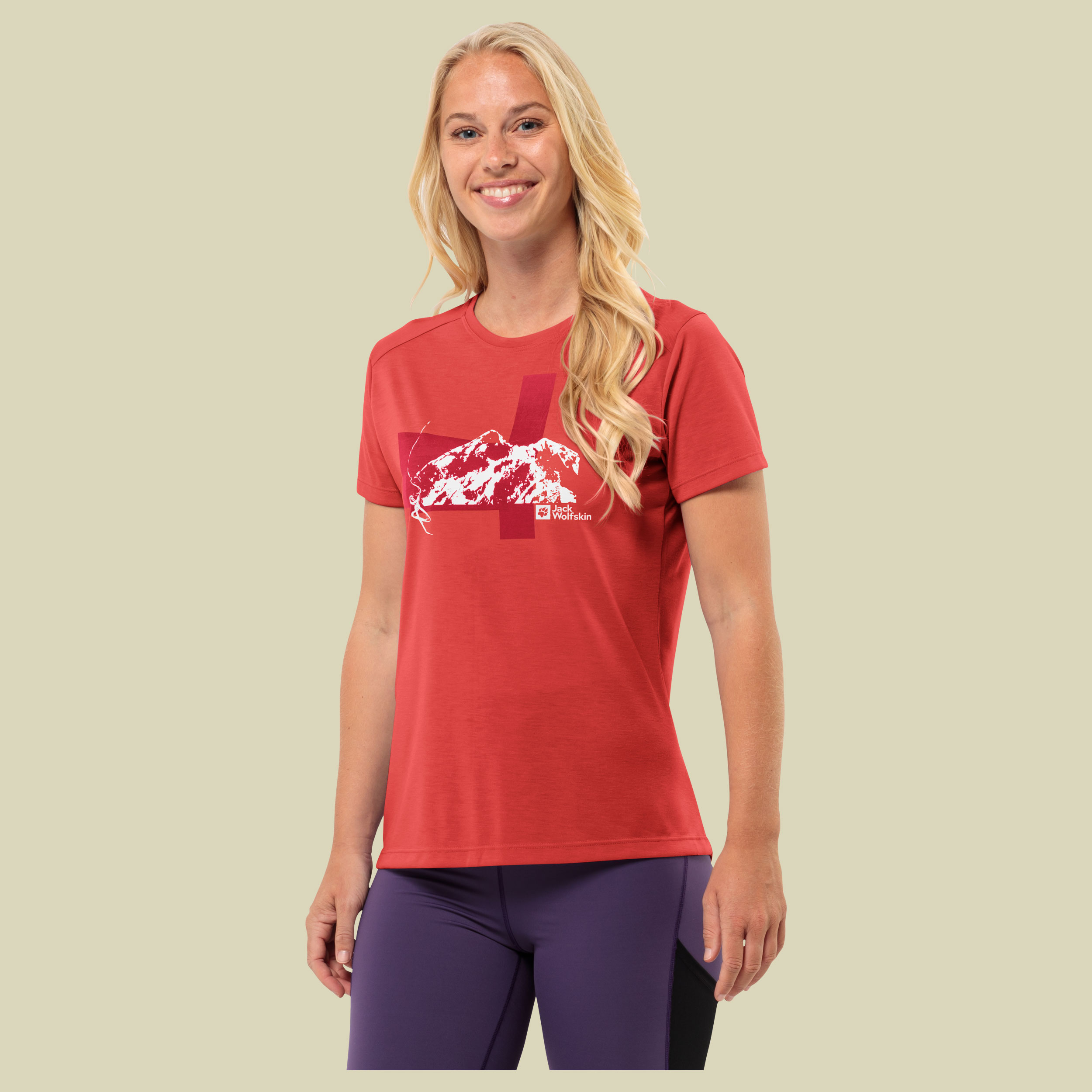 Vonnan S/S Graphic T Women L rot - vibrant red