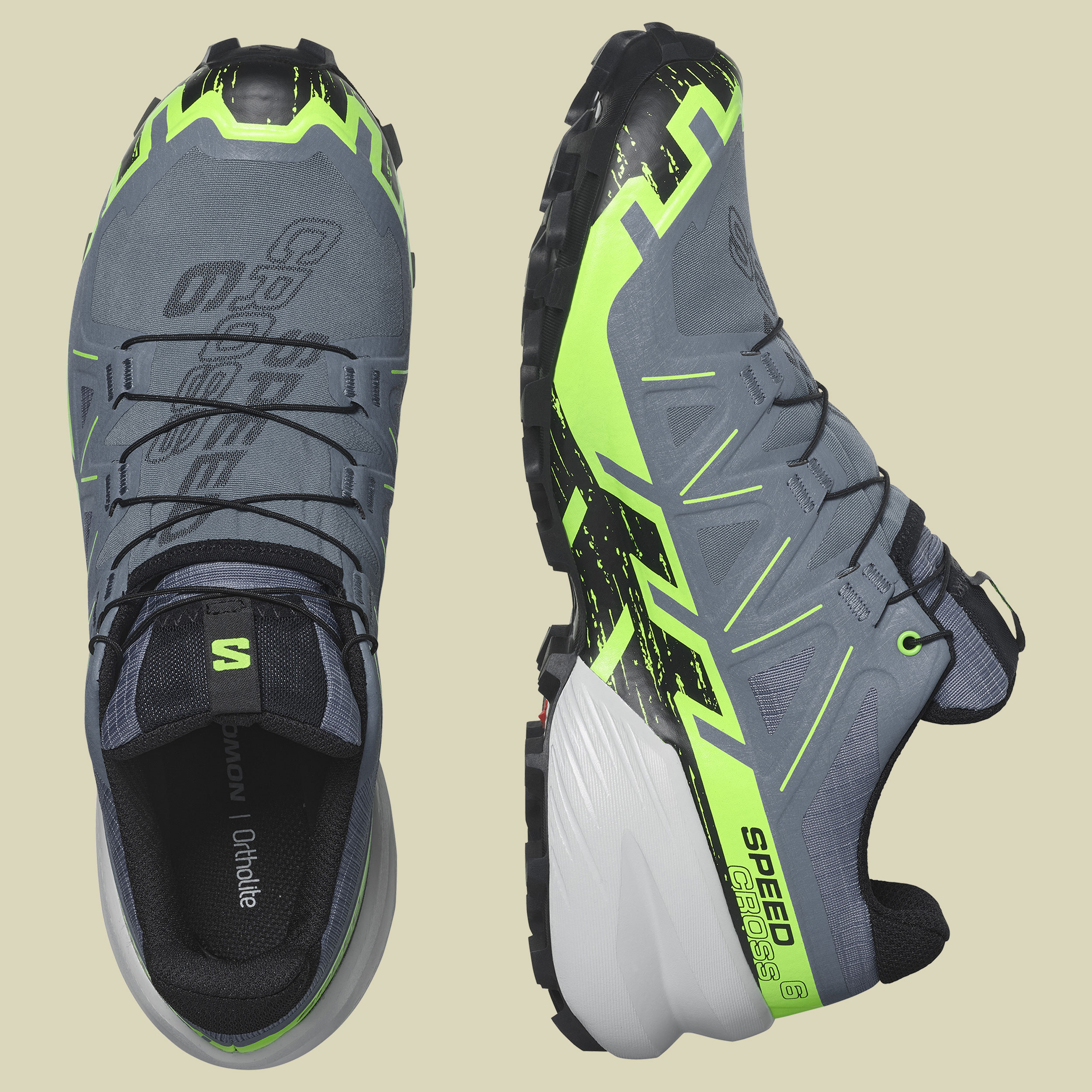 Speedcross 6 GTX Men Größe UK 12 Farbe flint stone/green gecko/black