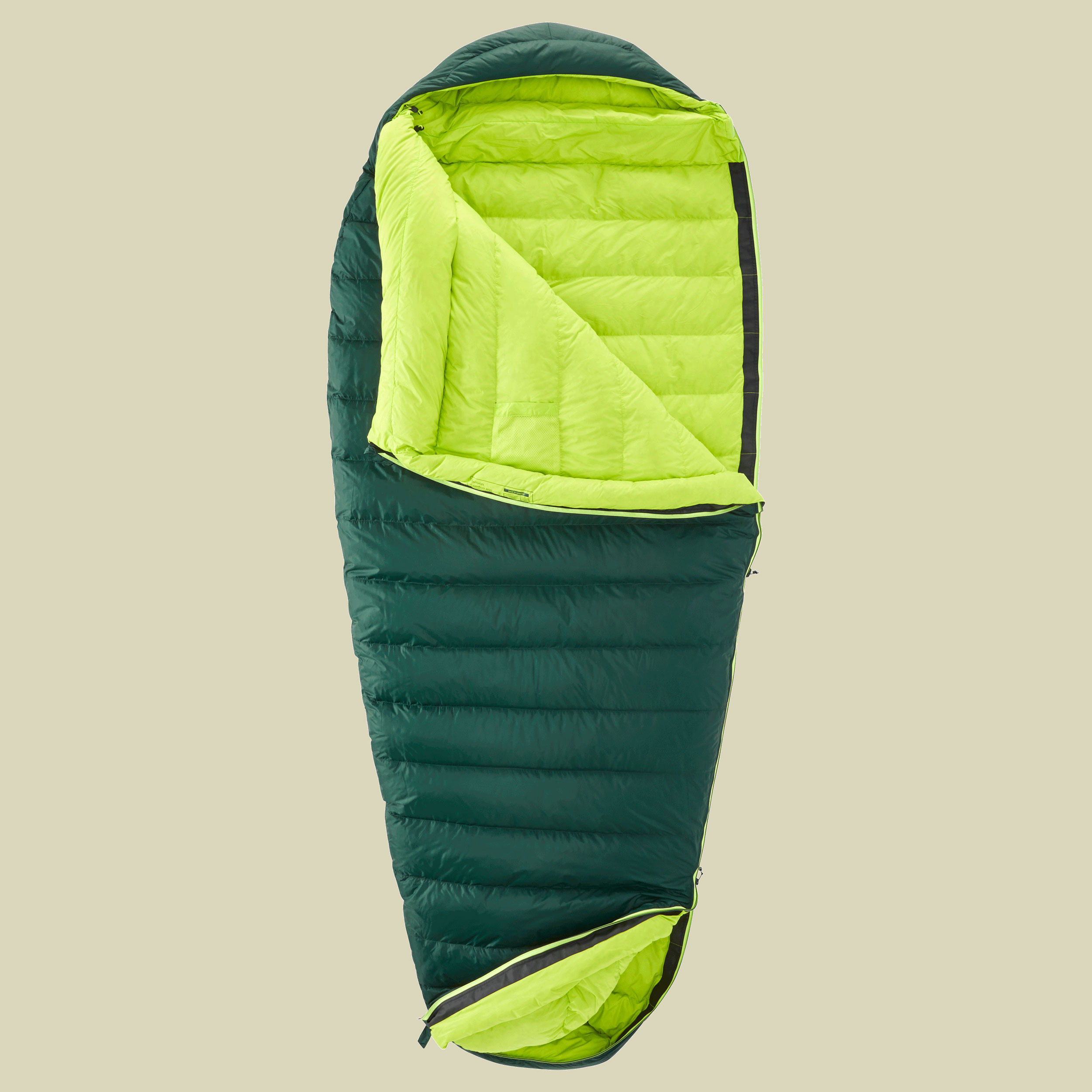 Tension Comfort 800 bis Körpergröße 190 cm (L) Farbe scarab-lime, Reißverschluss links