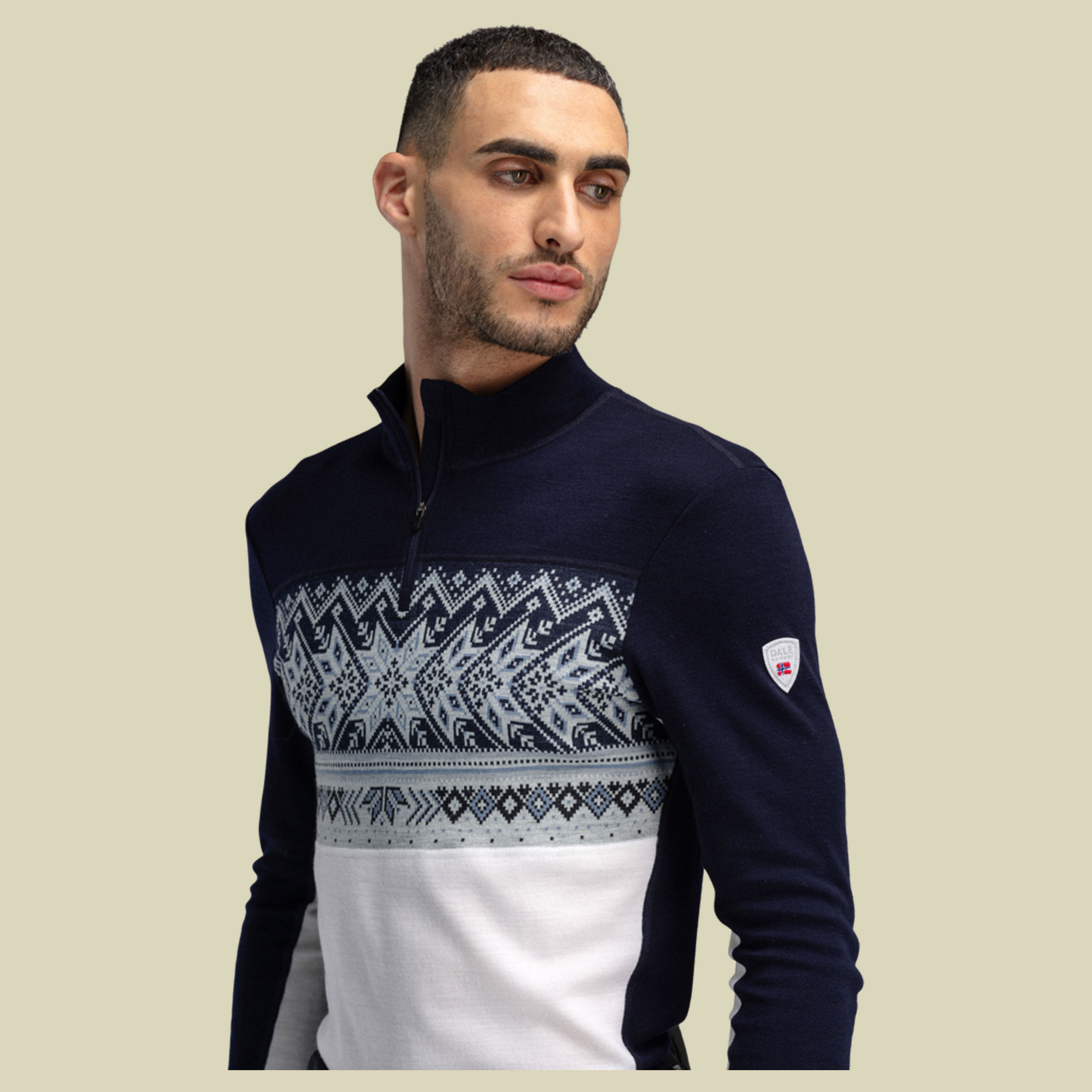 Vail Baselayer Half Zip Men M beige - Farbe offwhite navy blue shadow