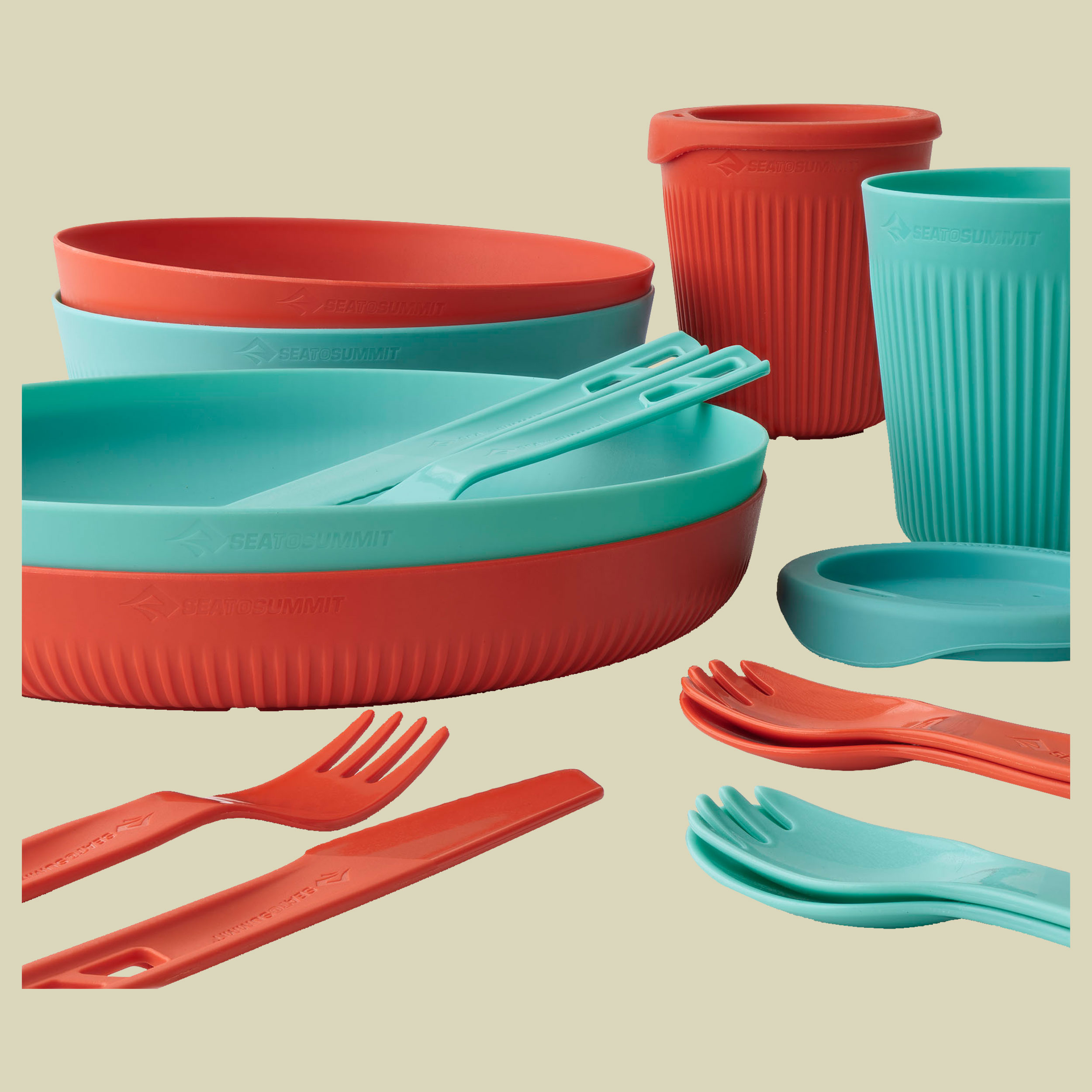 Passage Dinnerware Set [2P] 14 piece 2 Personen mehrfarbig - blue + orange