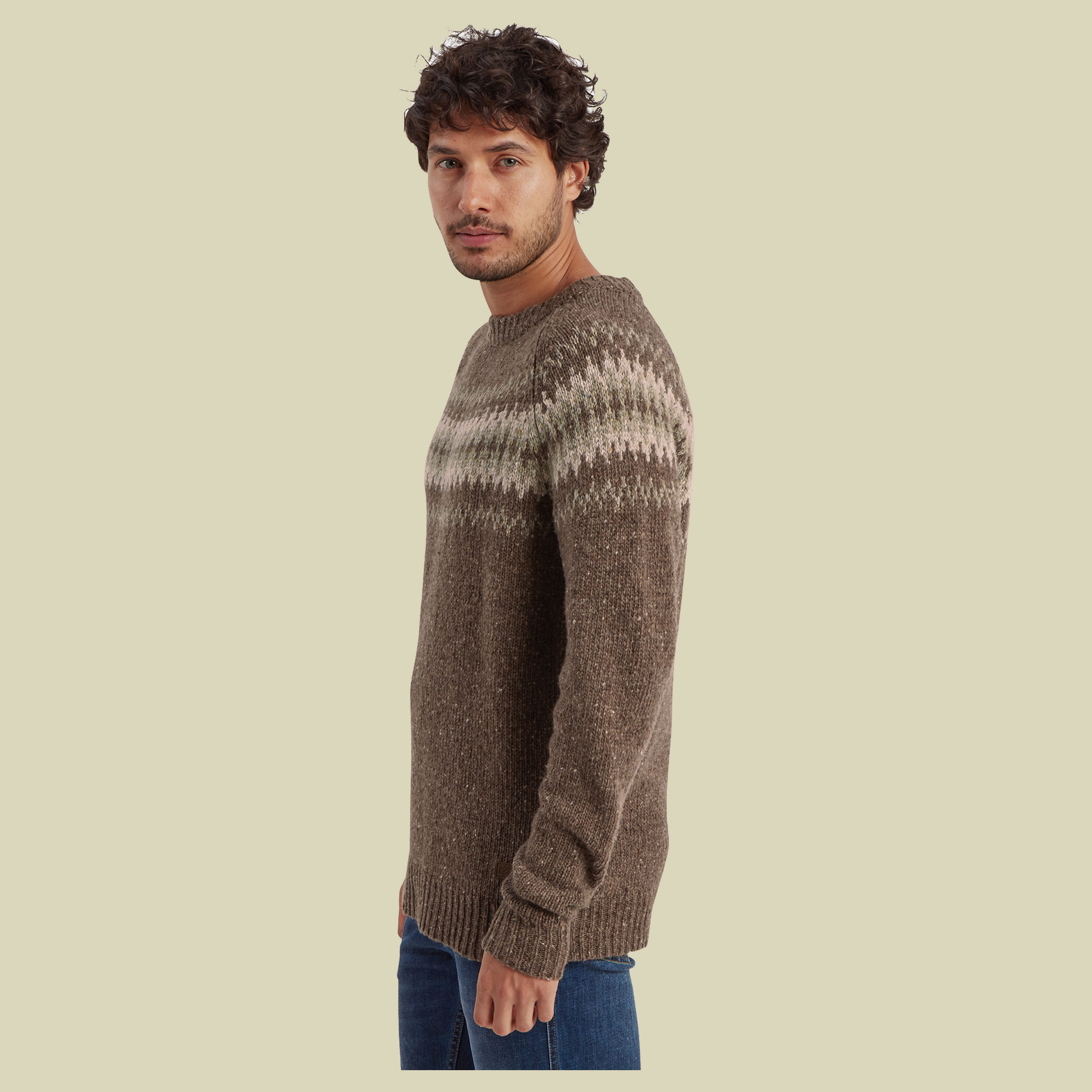 Dumji Crew Sweater Men braun XL - cappuccino multi