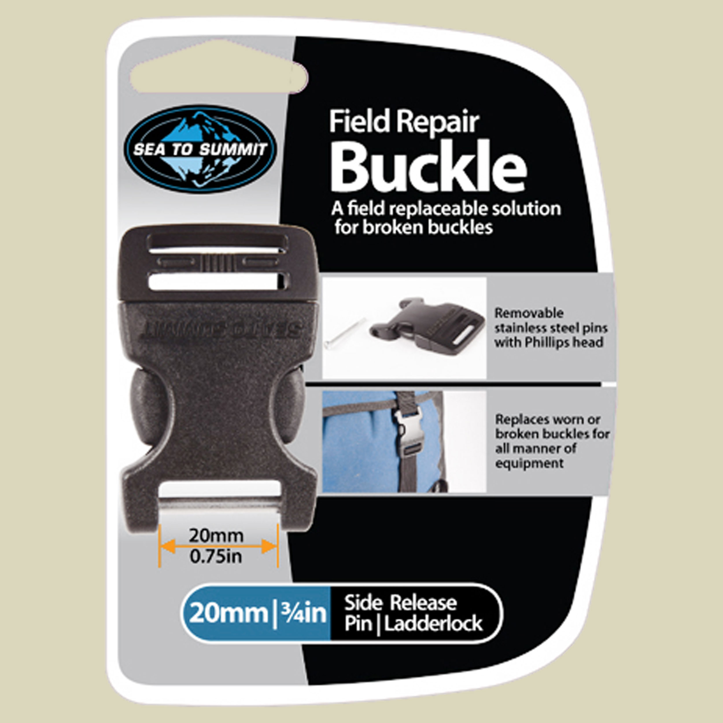 Field Repair Buckle Side Release 20 mm (1Pin) für Gurtbänder bis 20 mm