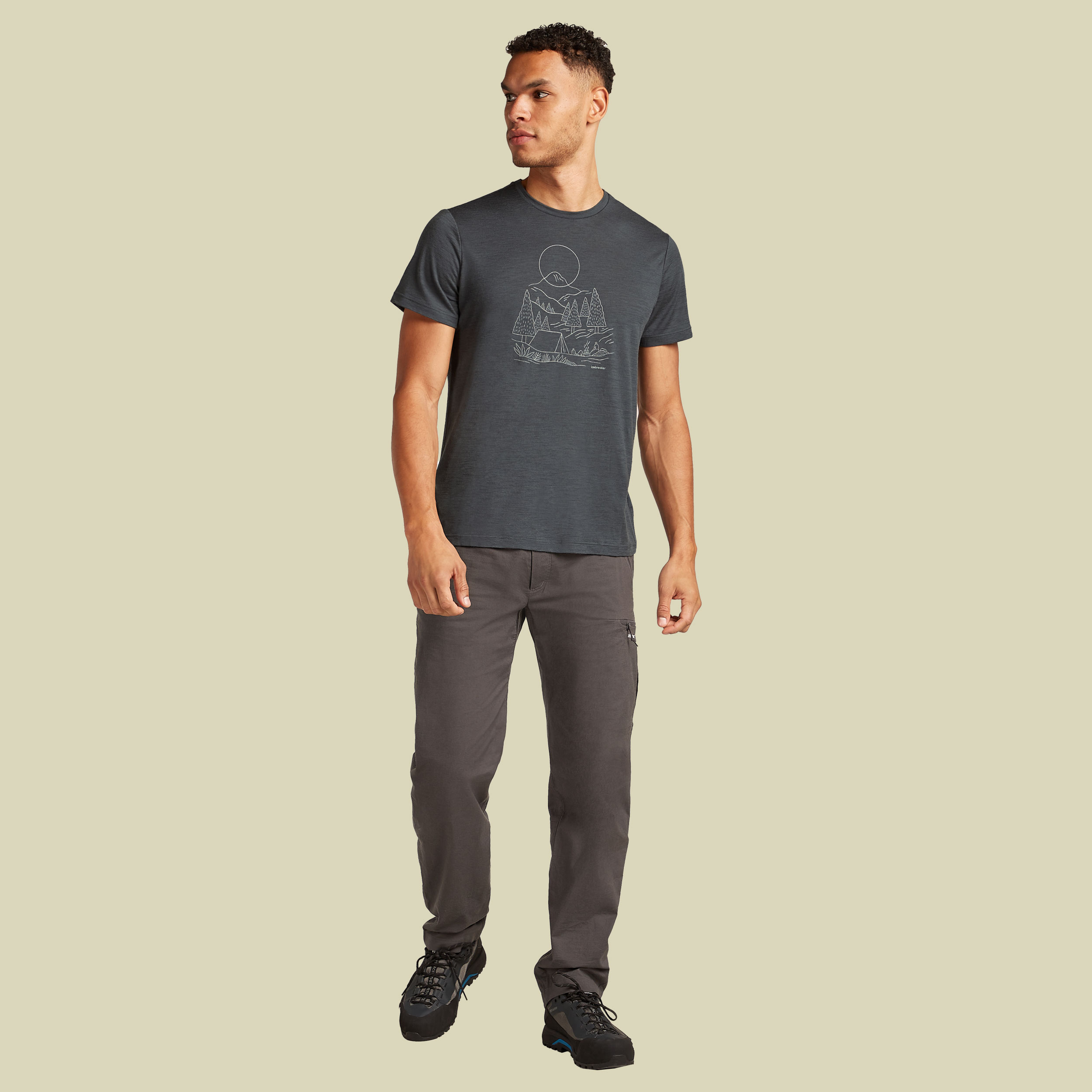 Merino 150 Tech Lite SS Tee Sunset Camp  Men M grün - obsidian