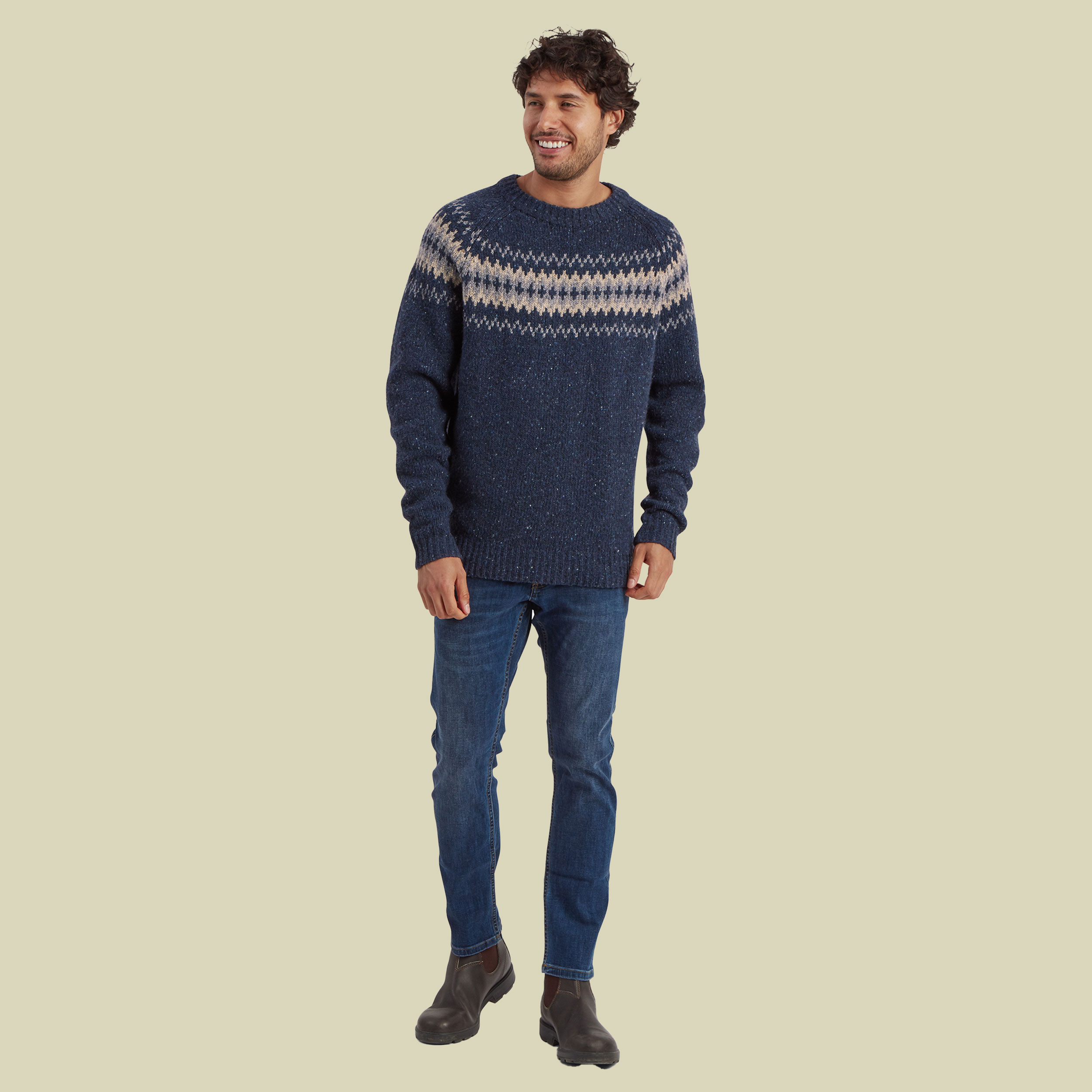 Dumji Crew Sweater Men blau M - rathee multi