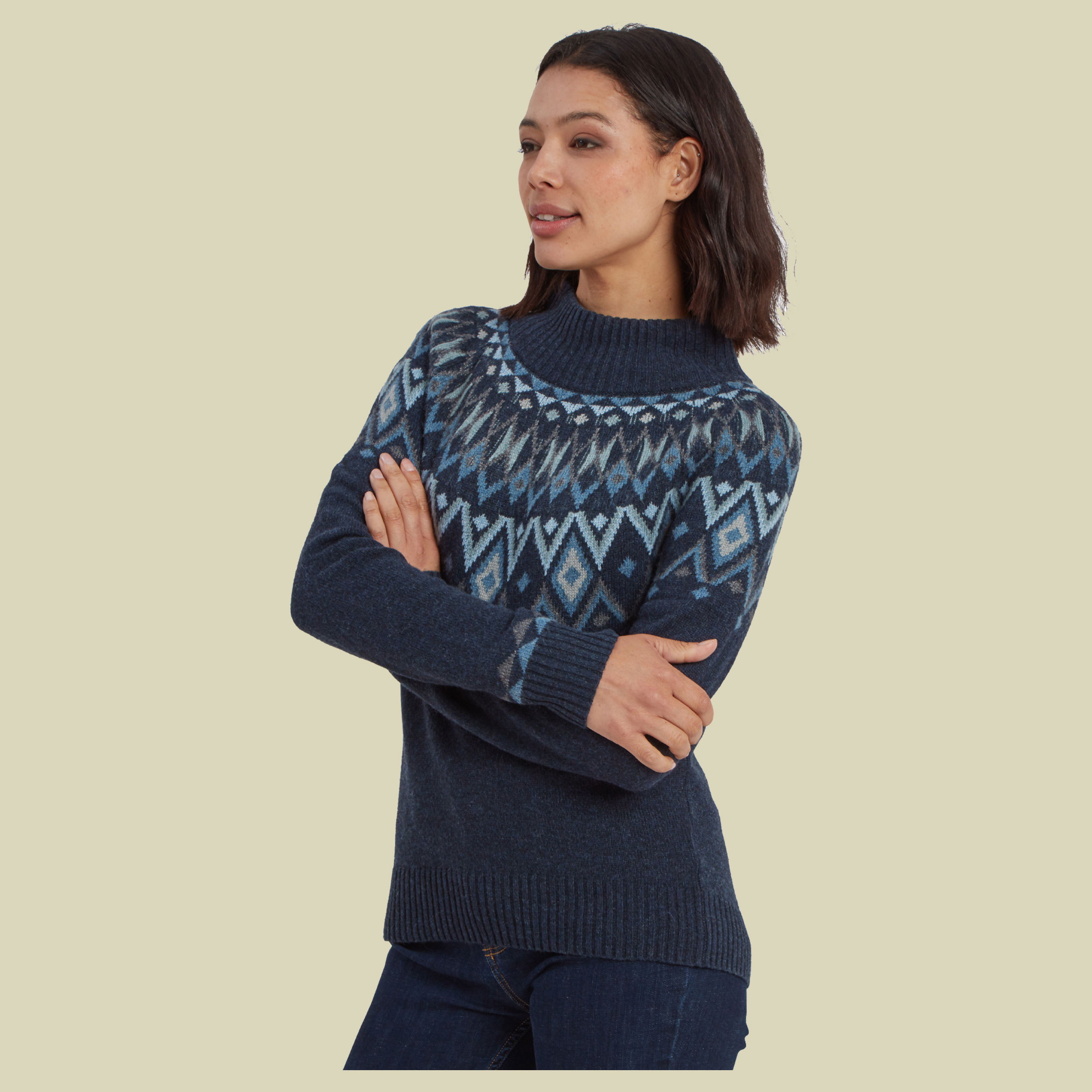 Indu Eco Mock Neck Women blau M - rathee blue