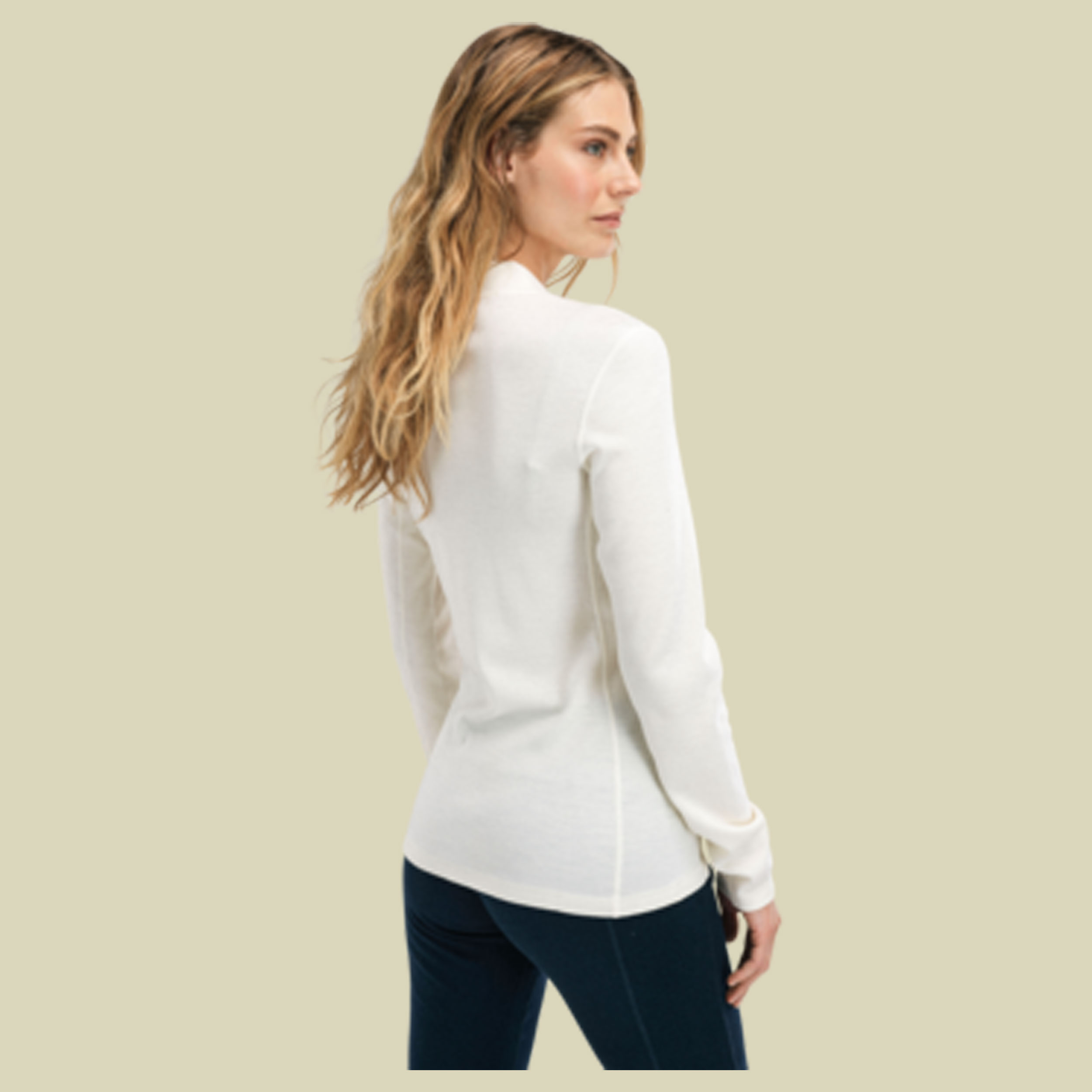 Falkeberg Baselayer Half Zip Women L beige - Farbe offwhite navy