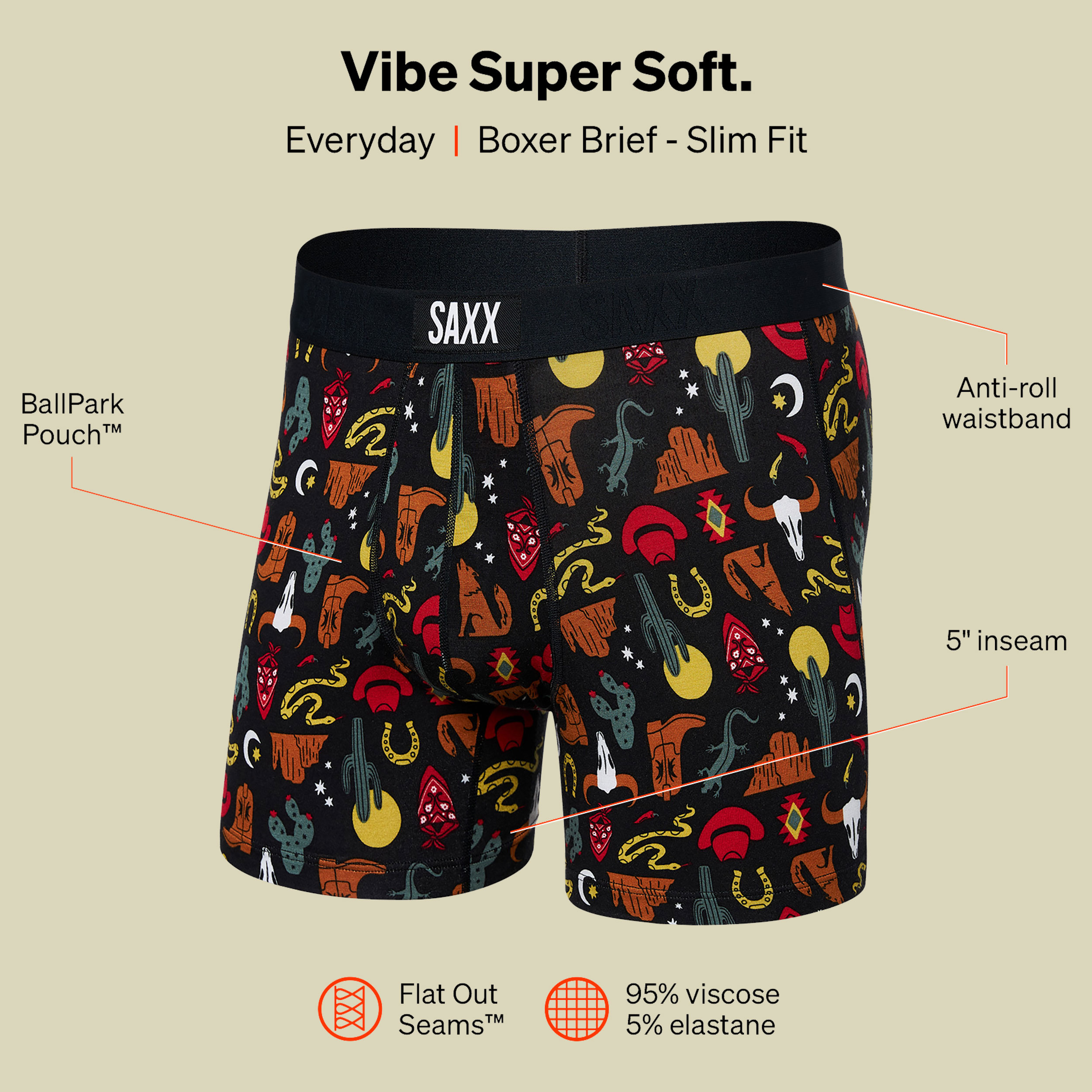 Vibe Super Soft Boxer Brief grau L - desert daze- faded black