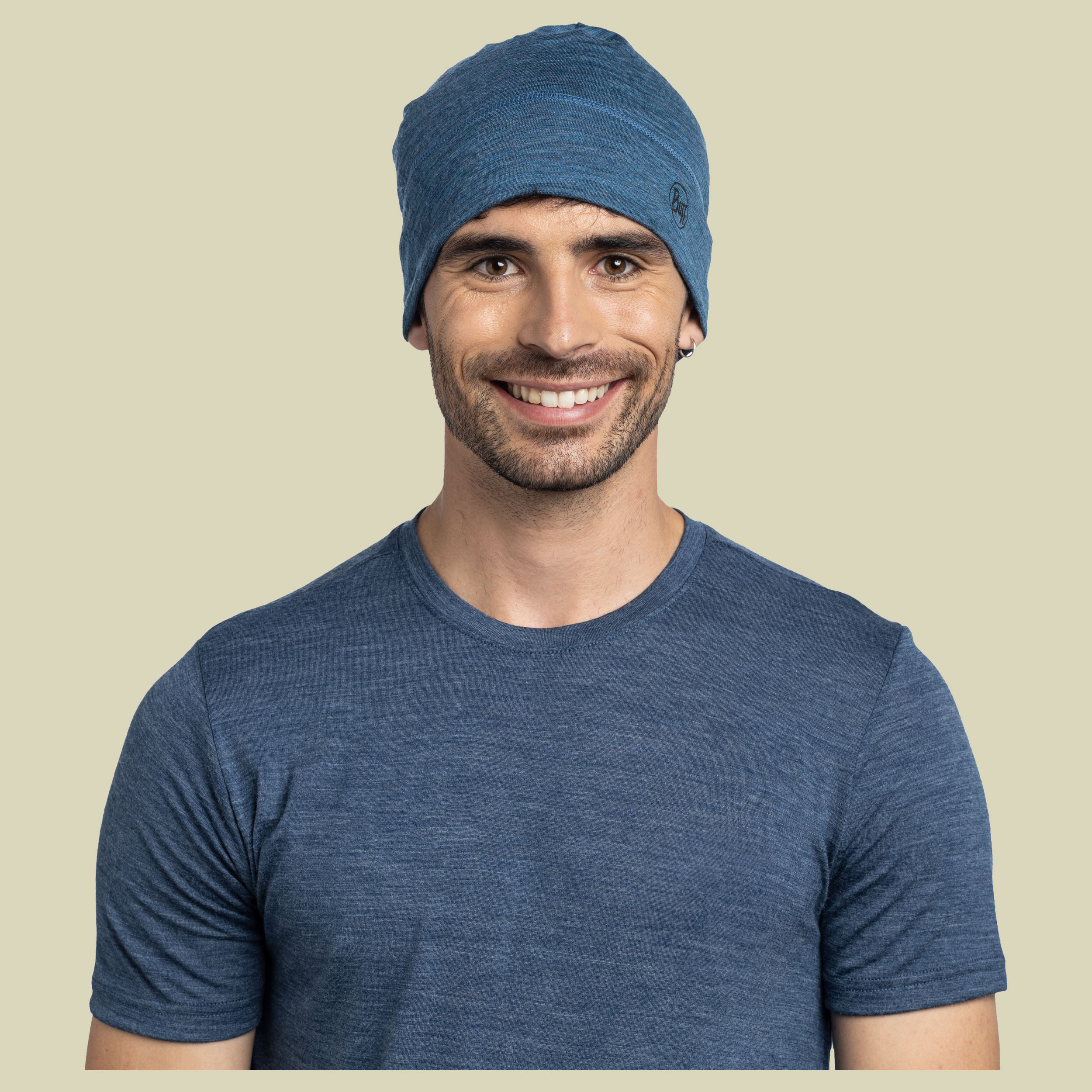 Lightweight Merino Beanie blau one size - multistripes tempest