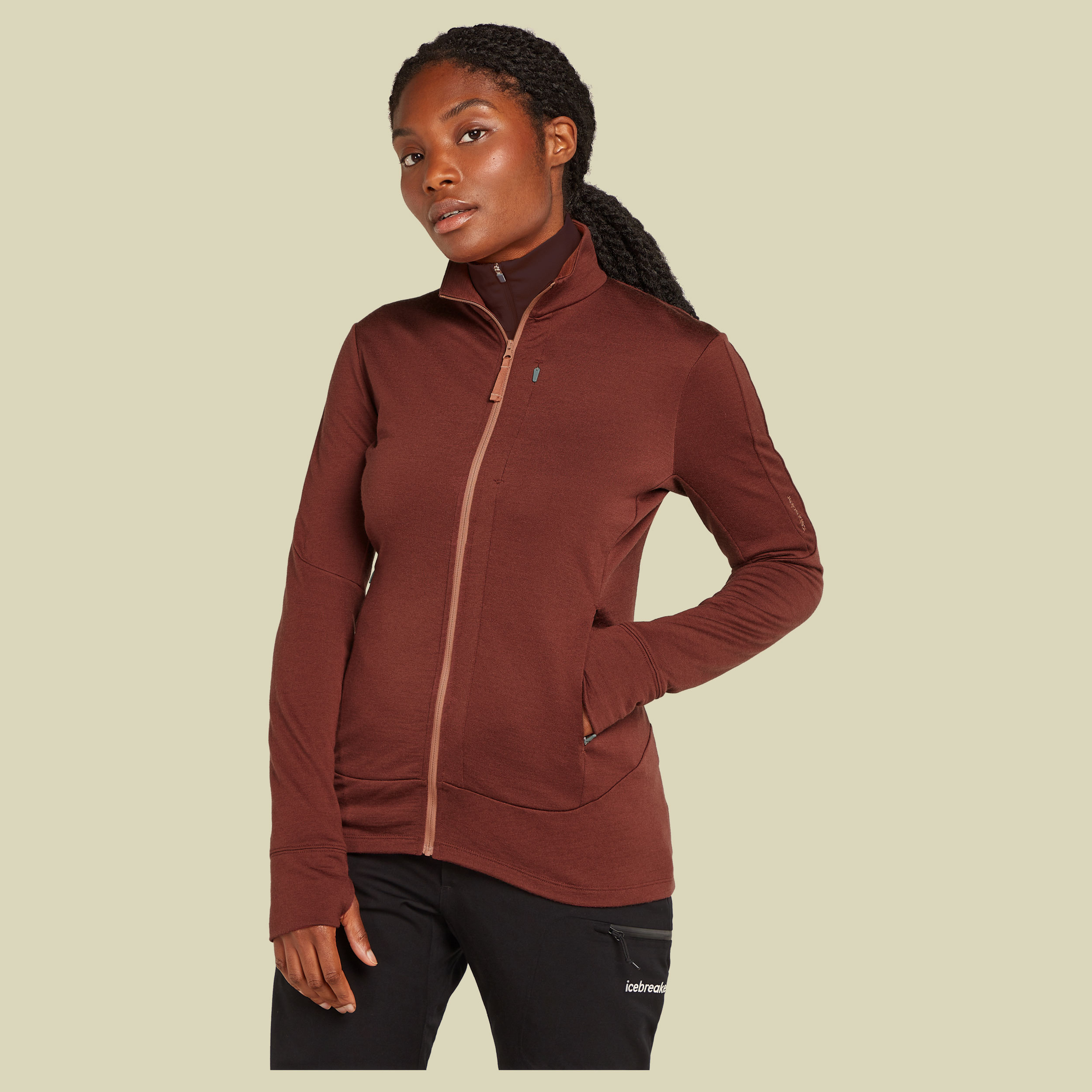 Merino 260 Quantum IV LS Zip Women L braun - port/cedar wood