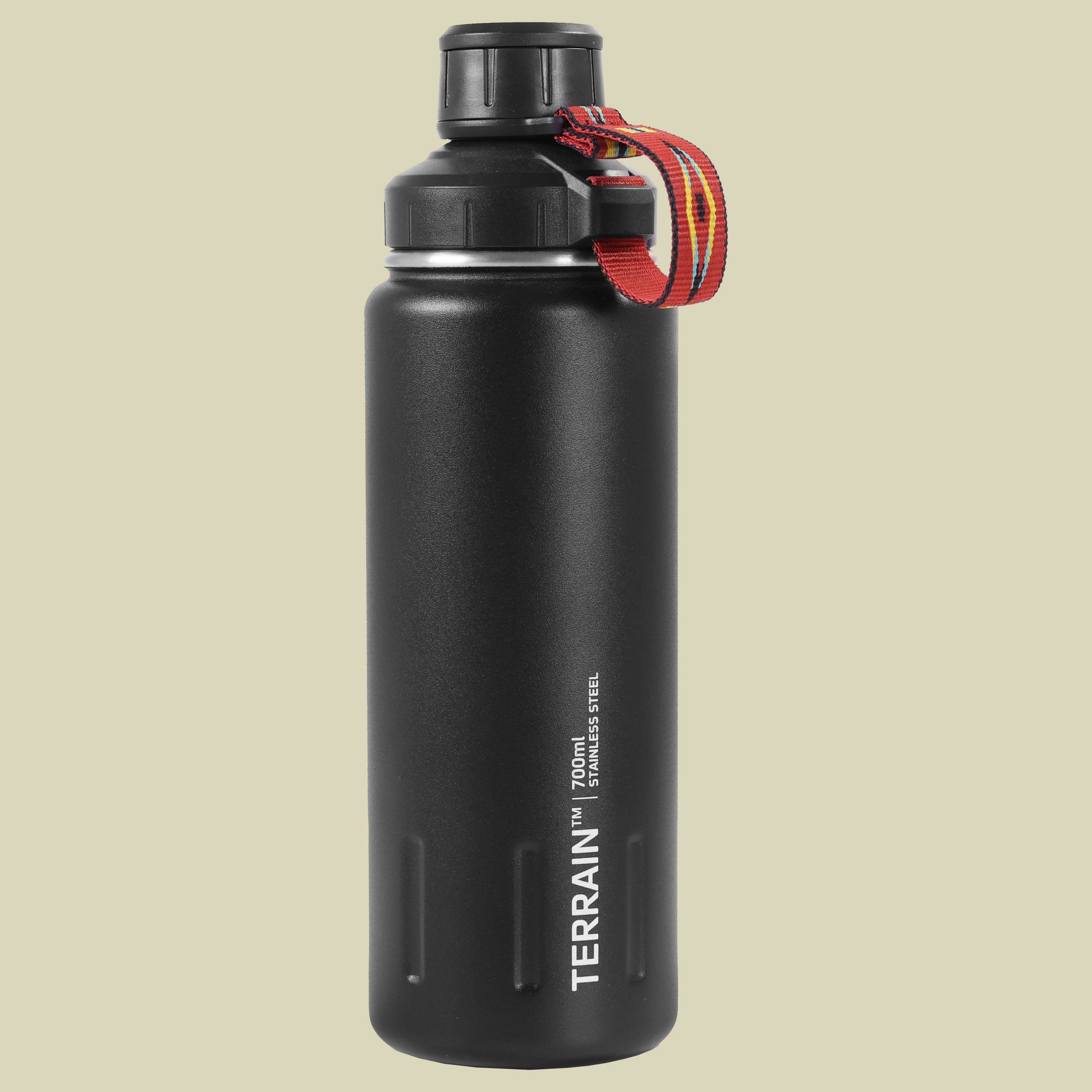 Terrain Stainless Steel Bottle schwarz 0,7 - carbon black-indian